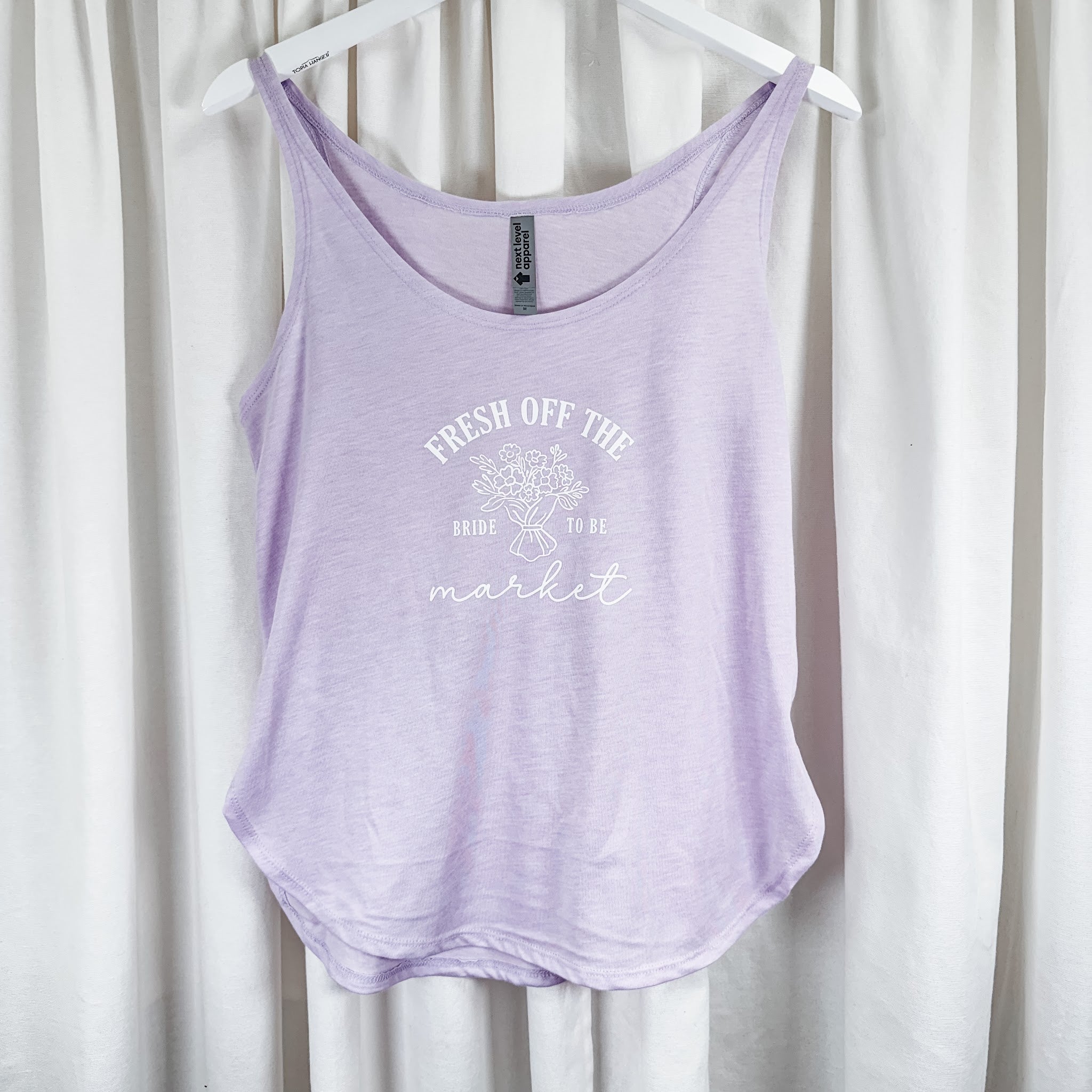 Fresh off the market bachelorette tank top, lavender Next Level festival tank