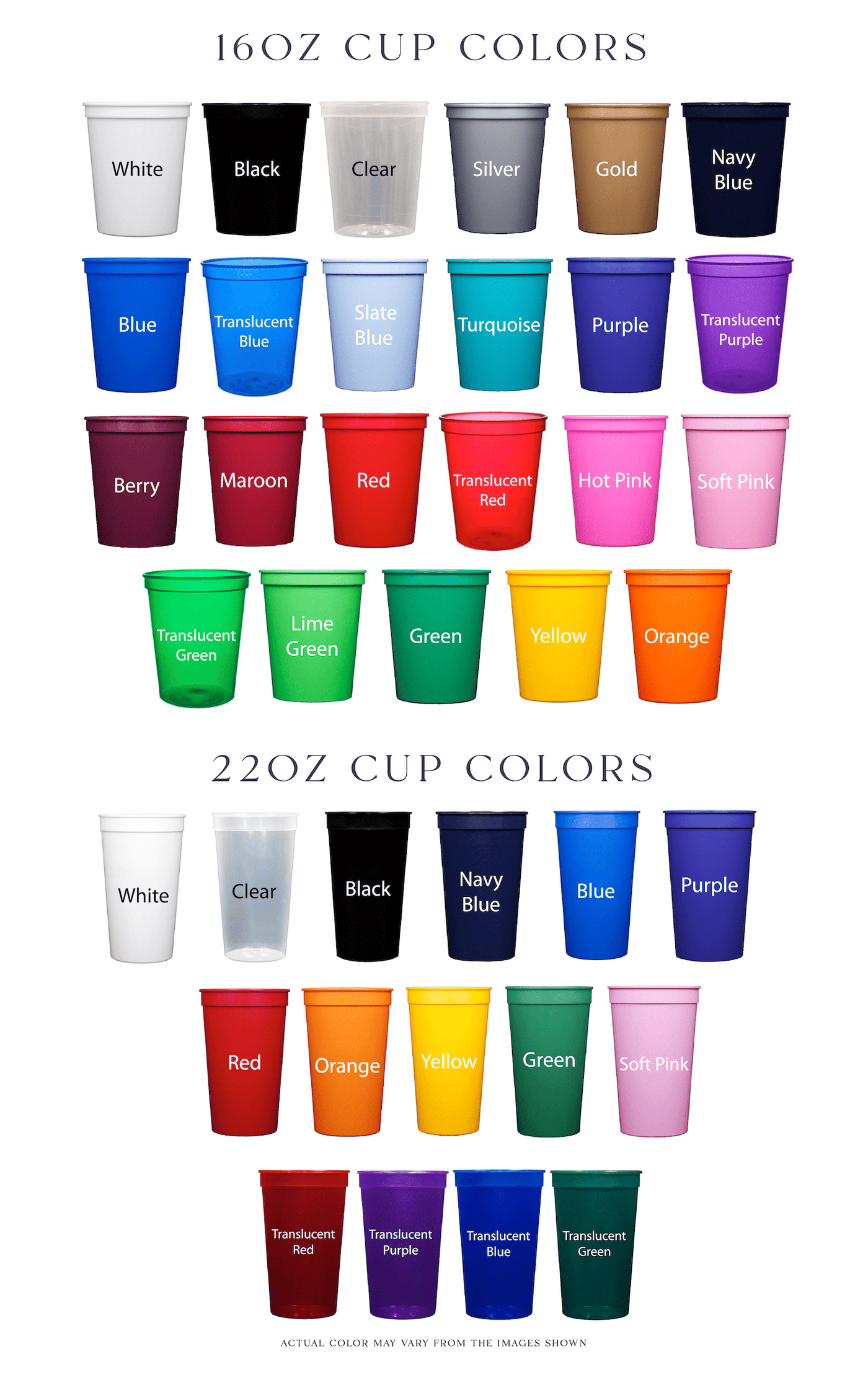 16oz Color Changing Stadium Cups  Custom Event Decor 
