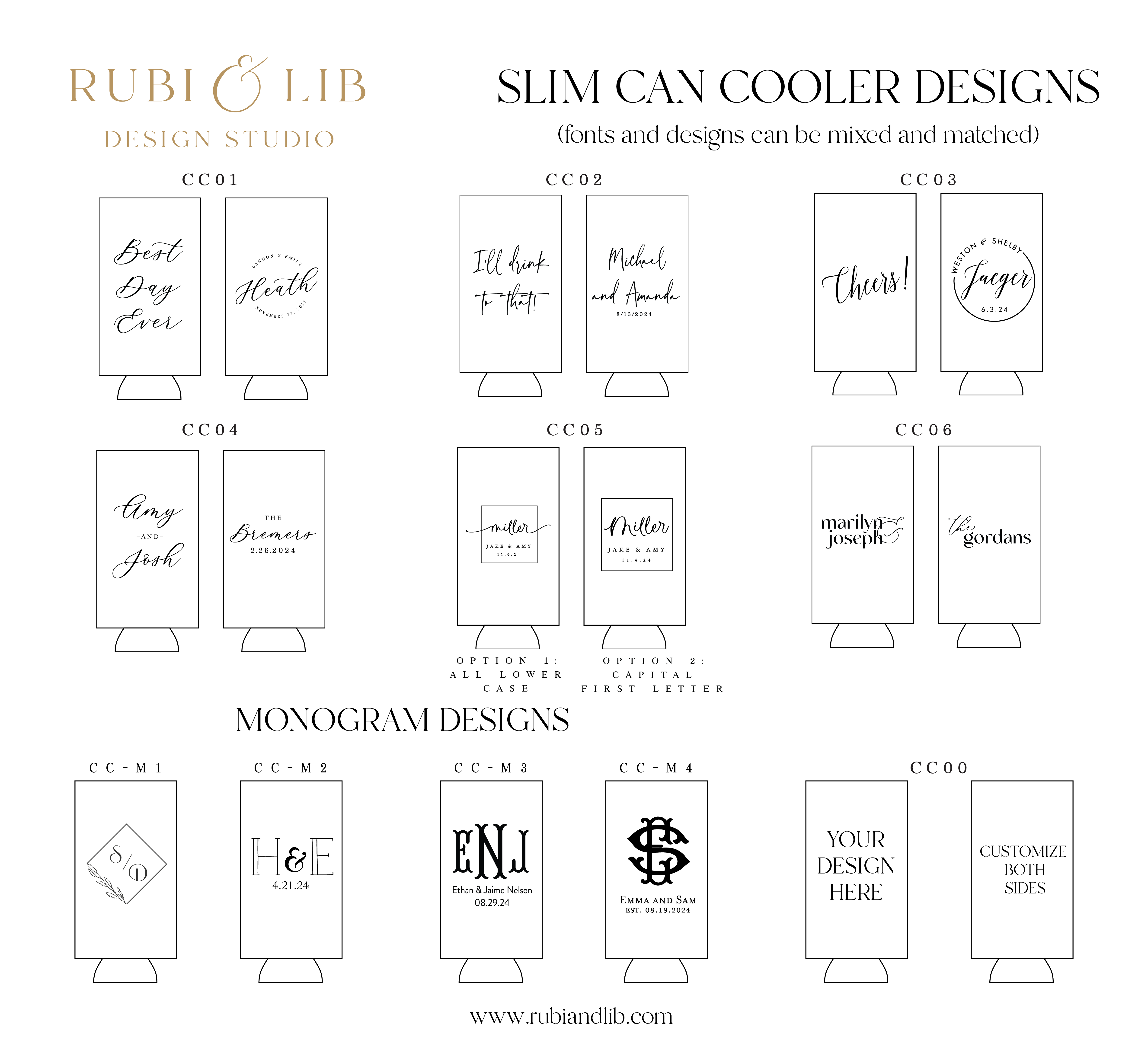 Monogram Design Slim Can Coolers - Can Cooler - Slim