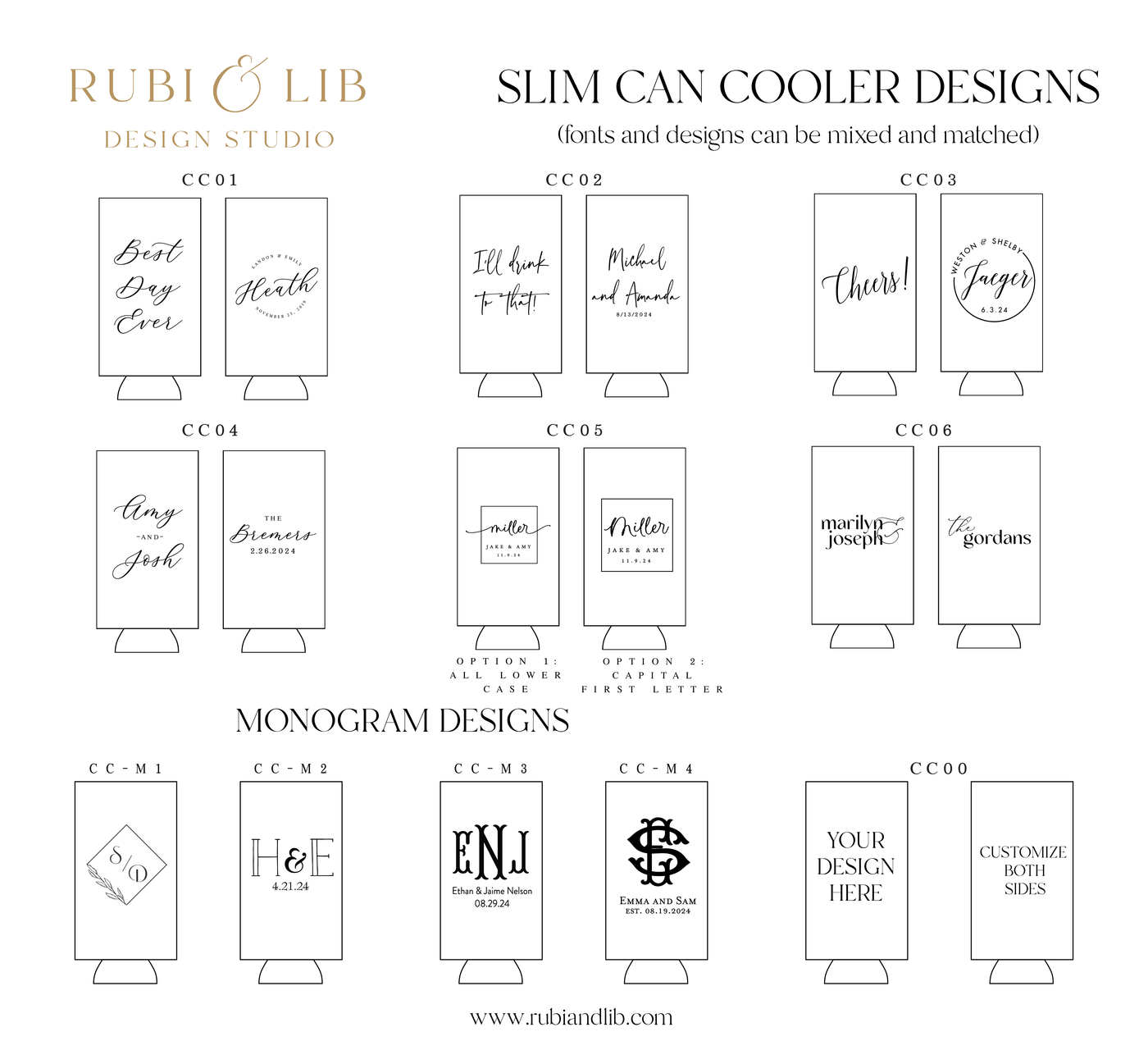 Monogram Design Slim Can Coolers