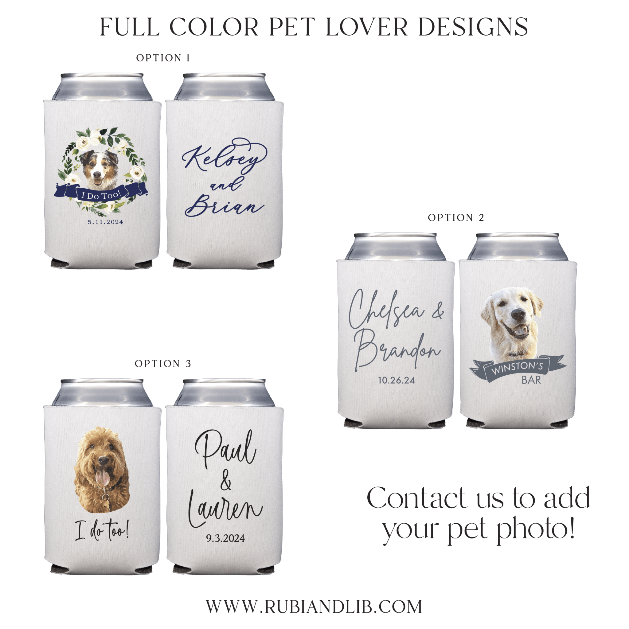Dog Bar Full Color Wedding Beer Can Cooler - CAN COOLERS: Watercolor Pet