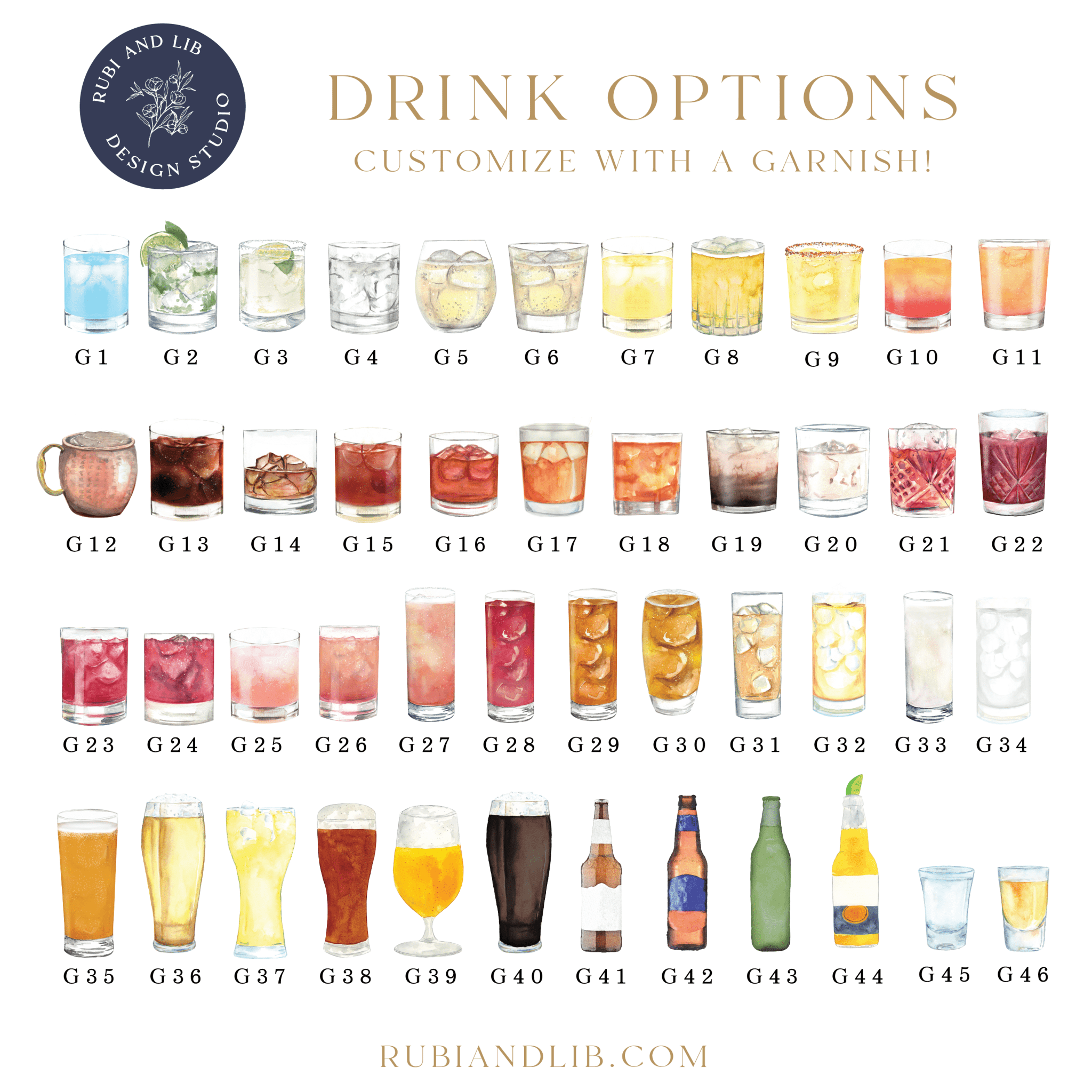 Holiday Acrylic Wedding Bar Menu - Bar Menu