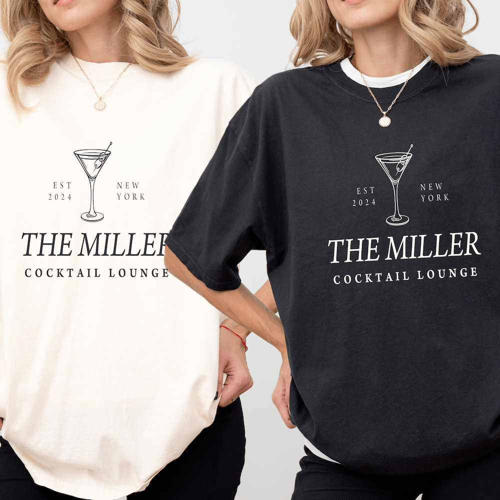 Last Name Cocktail Lounge Bachelorette T-Shirt - T-Shirt Bachelorette DTF