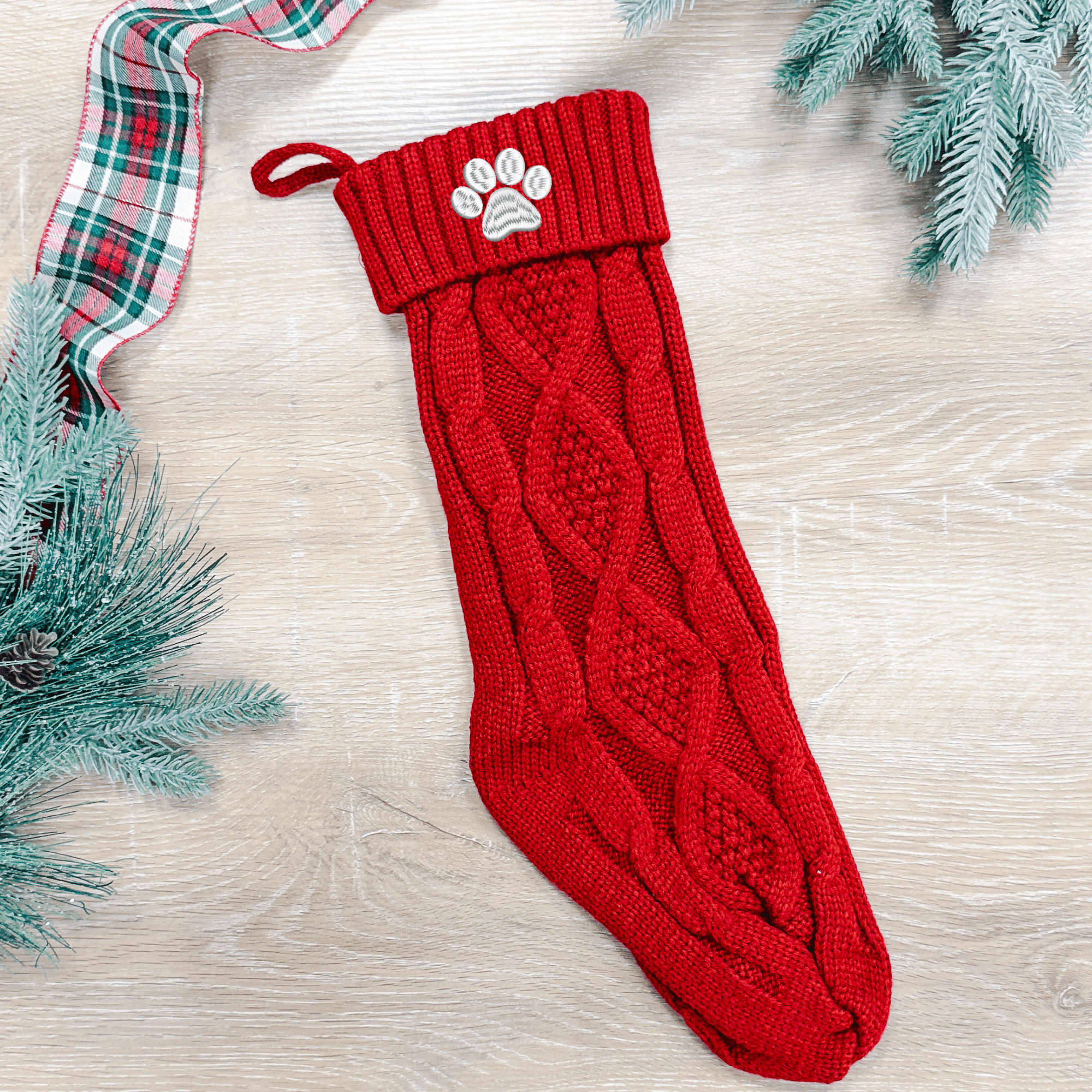Personalized Embroidered Cable Knit Christmas Stocking