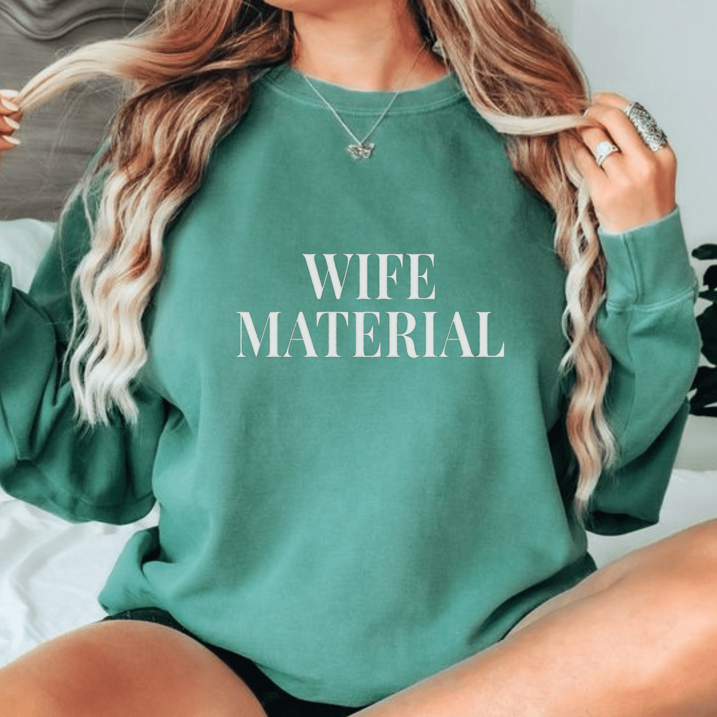 Wife Material Puff Comfort Colors Sweatshirt