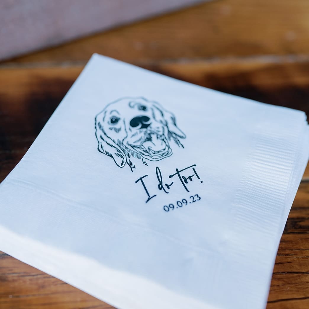 Custom Illustrated Pet Wedding Napkins