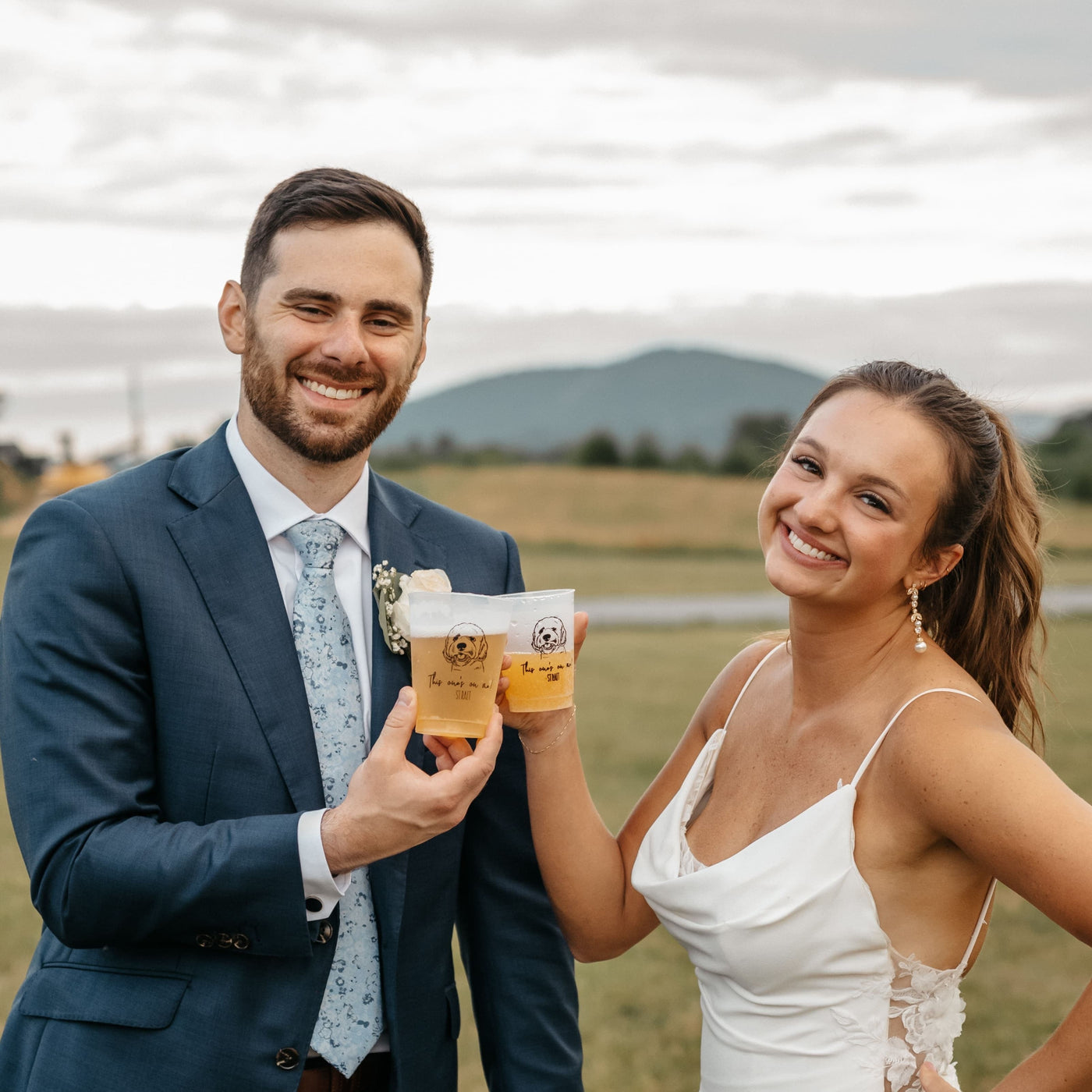 Illustrated Pet Wedding Frosted Plastic Cups