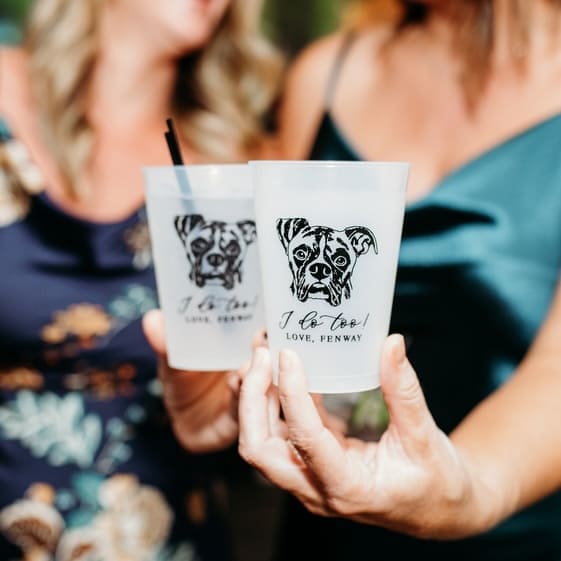 Illustrated Pet Wedding Frosted Plastic Cups