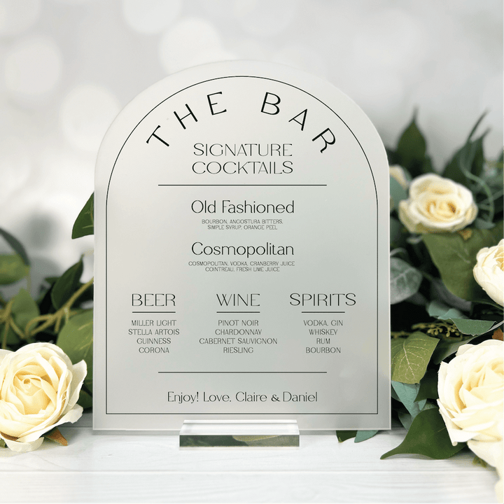 Arched Bar selling Sign - White Acrylic Bar Sign - Wedding Decoration - Acrylic Bar Sign - Wedding Signage - Reception Sign - Reception Decoration