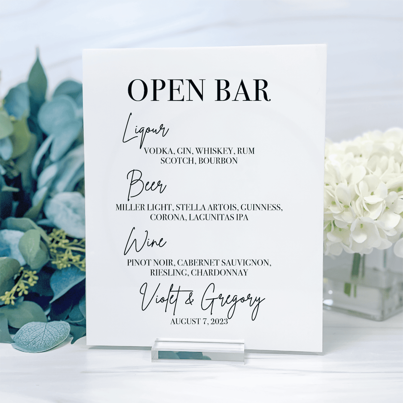 Open Bar Wedding Bar Sign