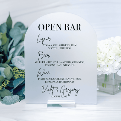 Open Bar Wedding Bar Sign