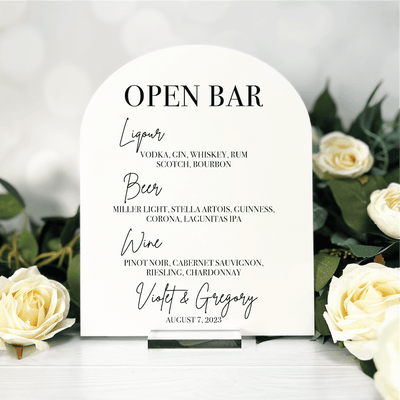 Open Bar - Arched Wedding Bar Sign
