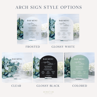 Acrylic Wedding Bar Menu Sign