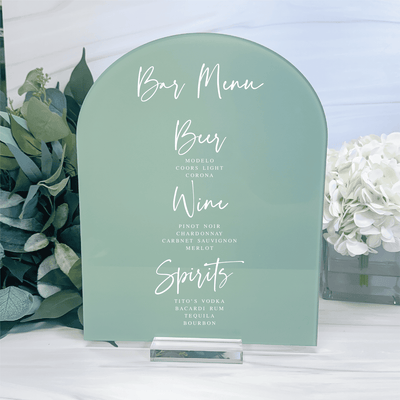 Bar Menu Wedding Sign