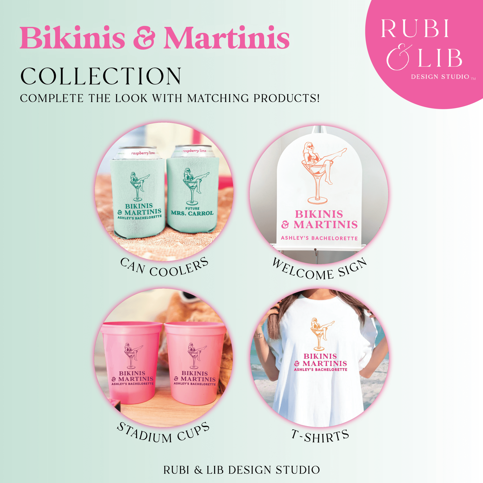 Bikinis and Martinis Bachelorette Stadium Cups - Cups - Stadium - Bachelorette
