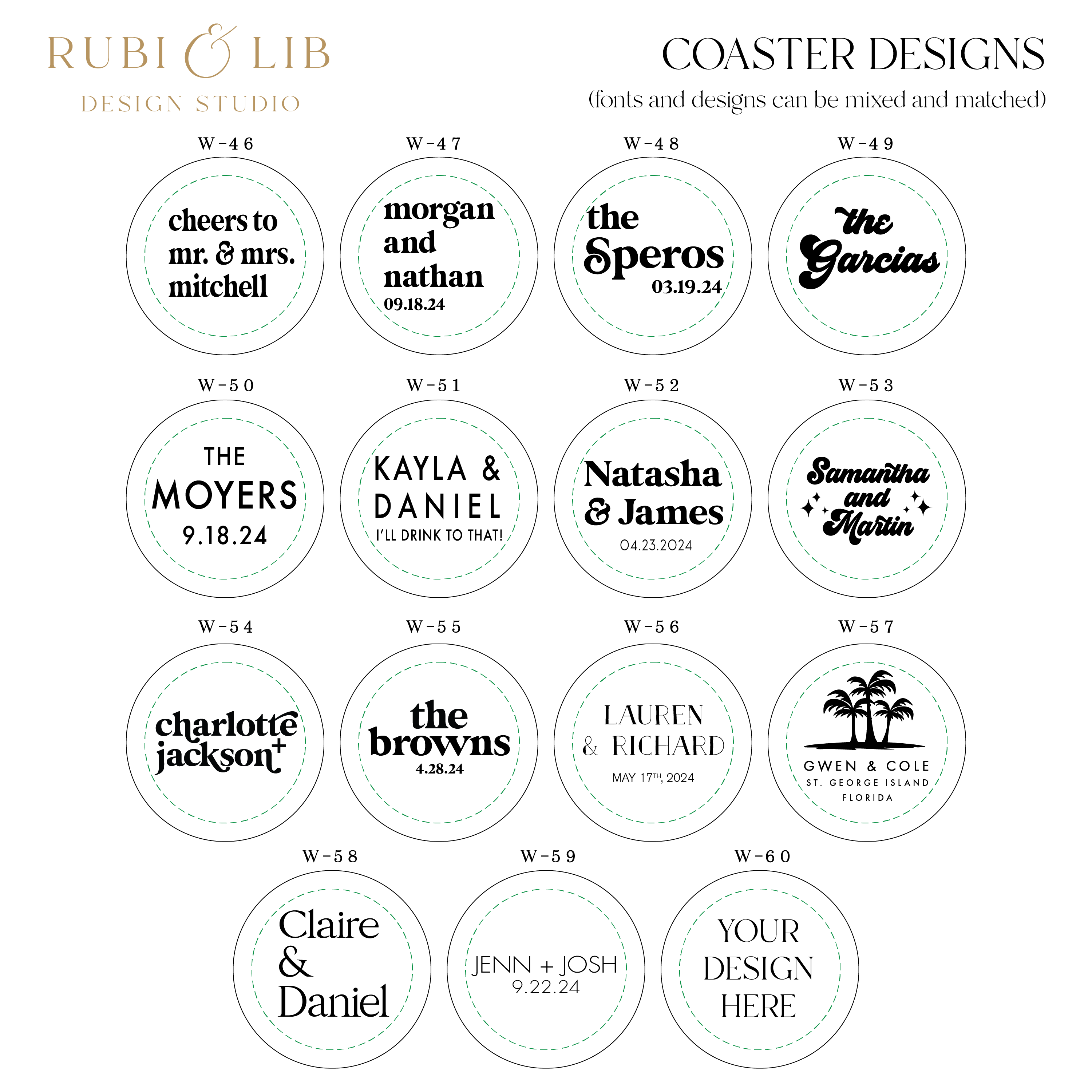 Block Fonts Personalized Wedding Coasters - Coasters