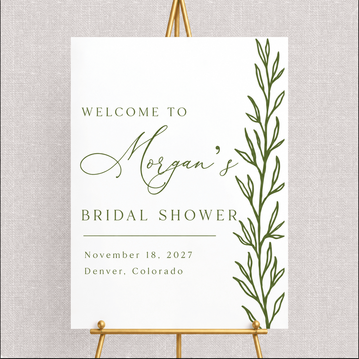 Modern Greenery Acrylic Bridal Shower Sign