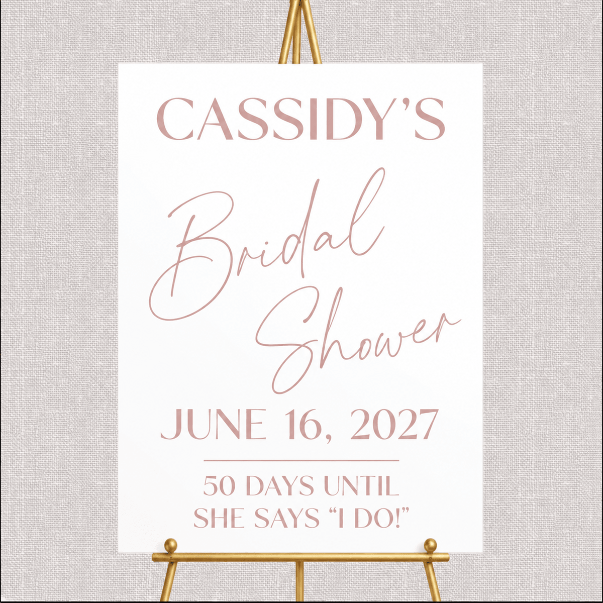 Wedding Countdown Acrylic Bridal Shower Sign