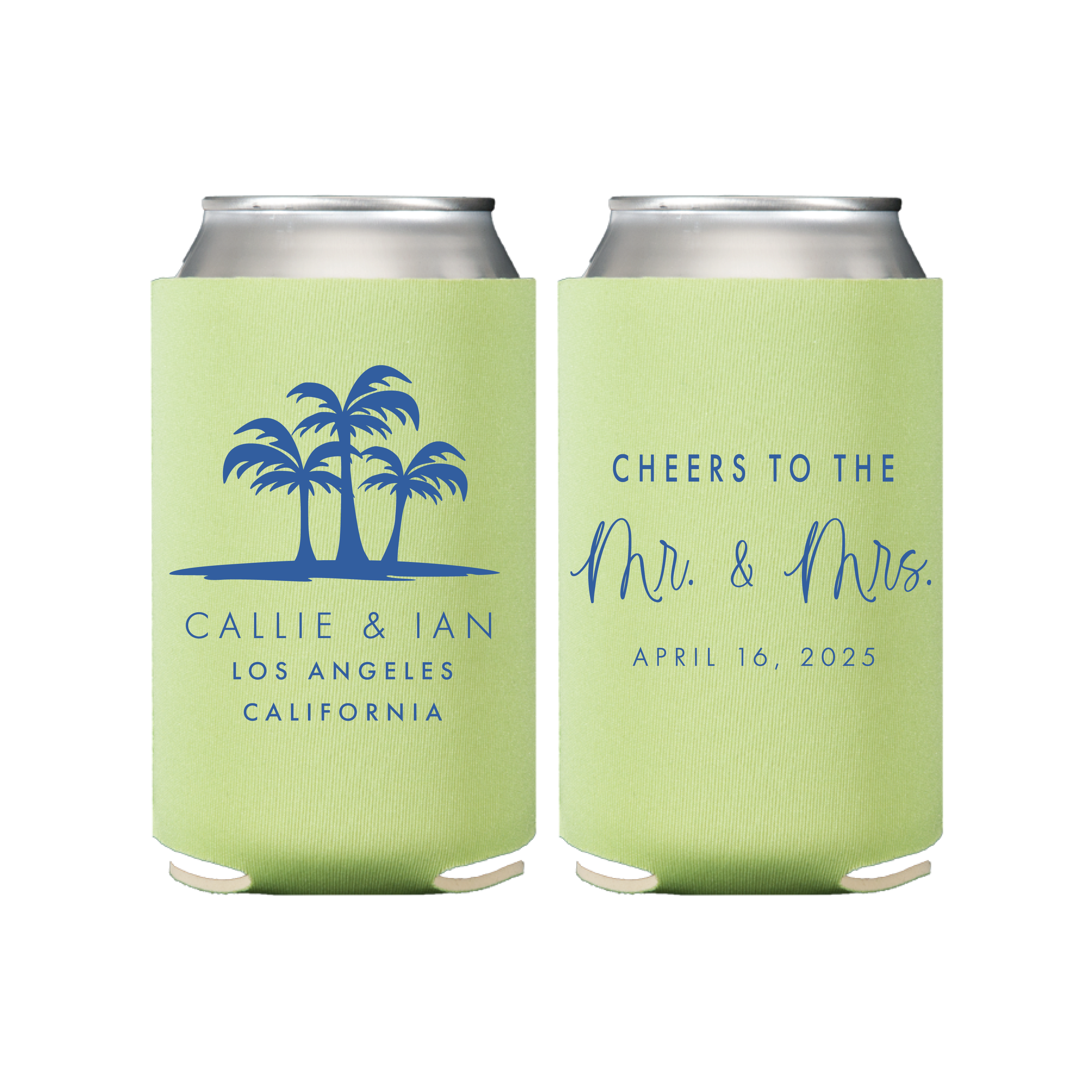 Cheers to the Mr and Mrs Tropical Wedding Can Holder - Can Cooler