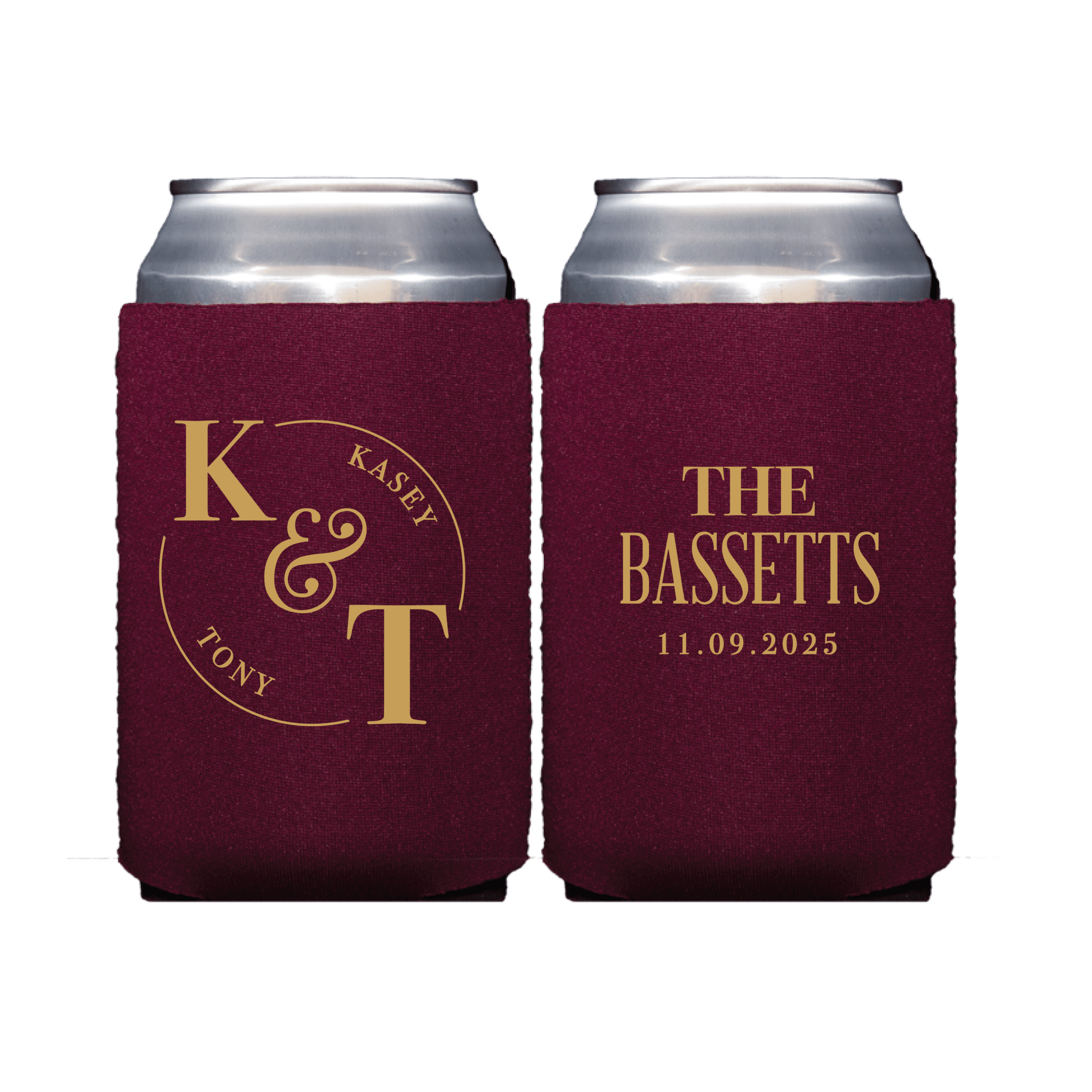 Custom Initials Monogram Wedding Can Cooler - Can Cooler
