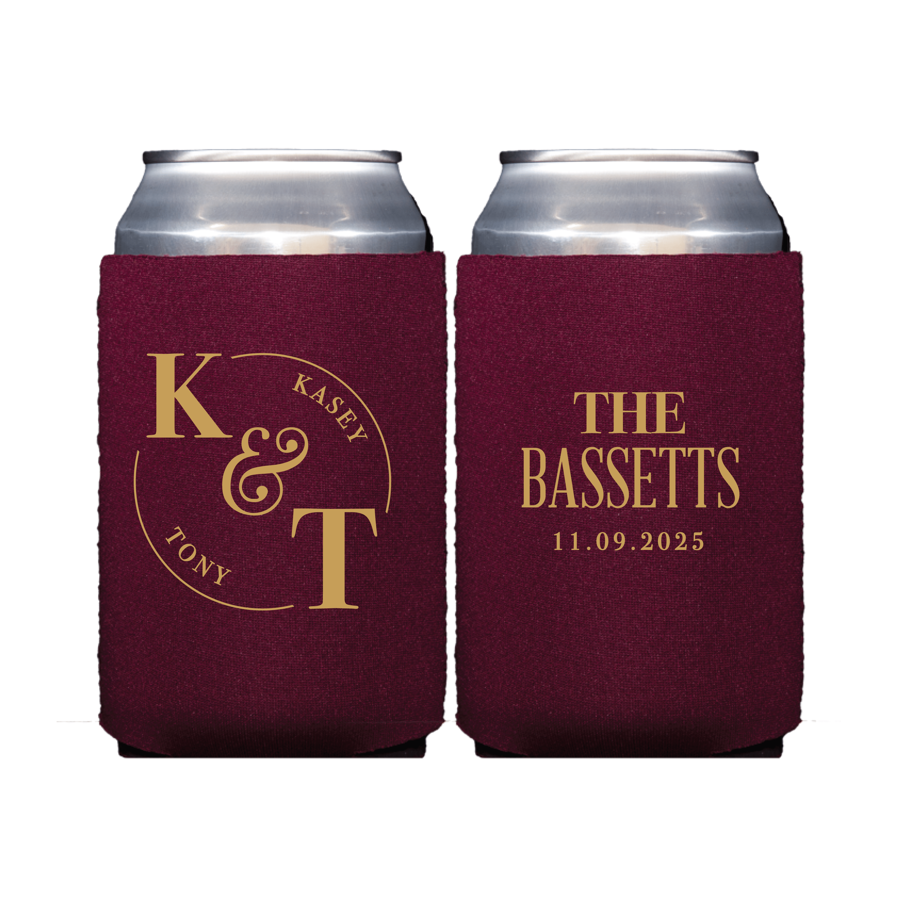 Custom Initials Monogram Wedding Can Cooler - Can Cooler