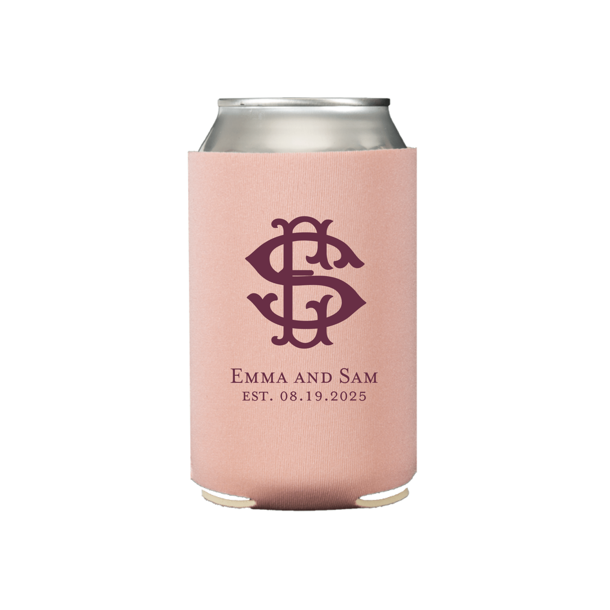 Custom Monogrammed Can Coolers for Wedding Favors - Can Cooler