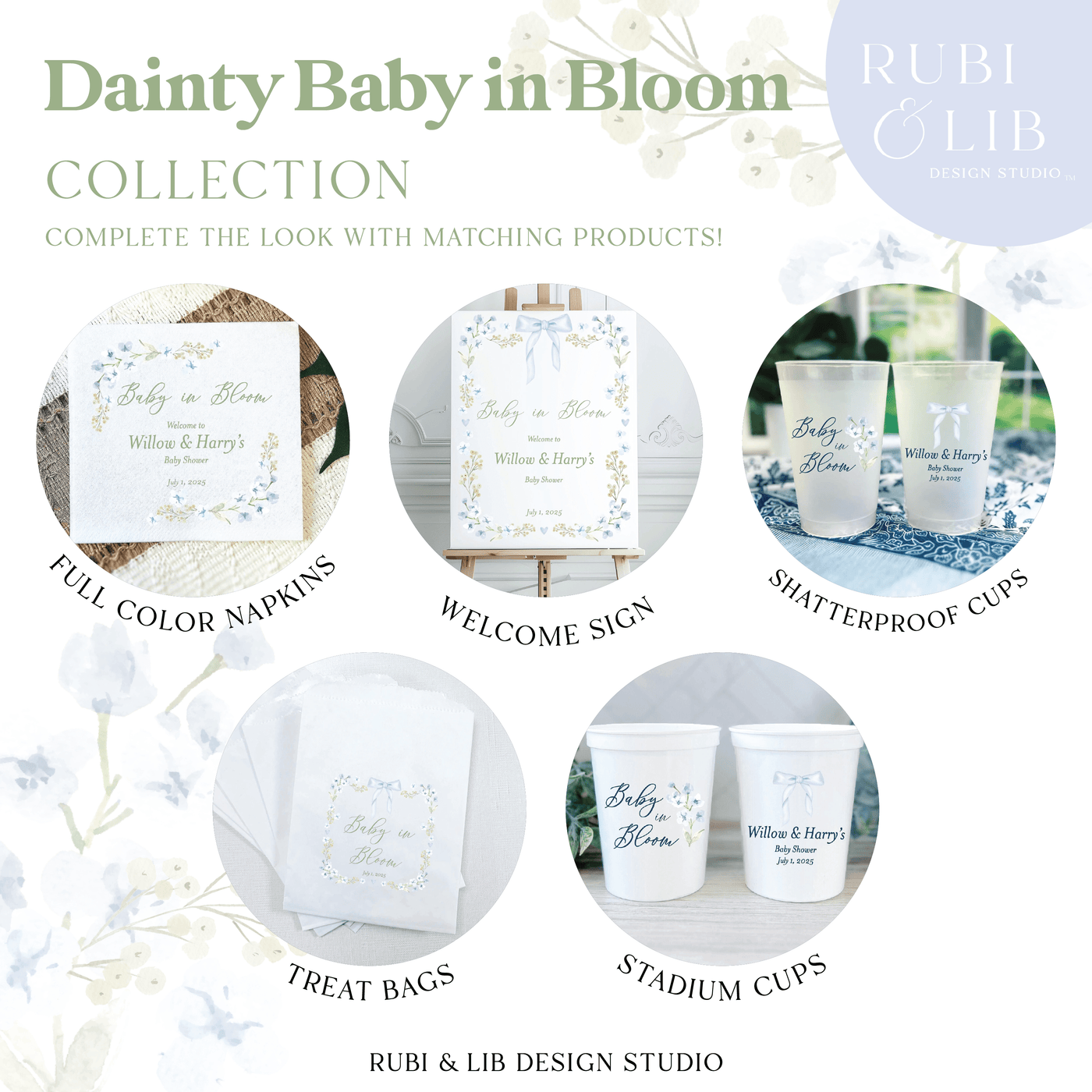 Baby In Bloom Custom Baby Shower Favor Treat Bags