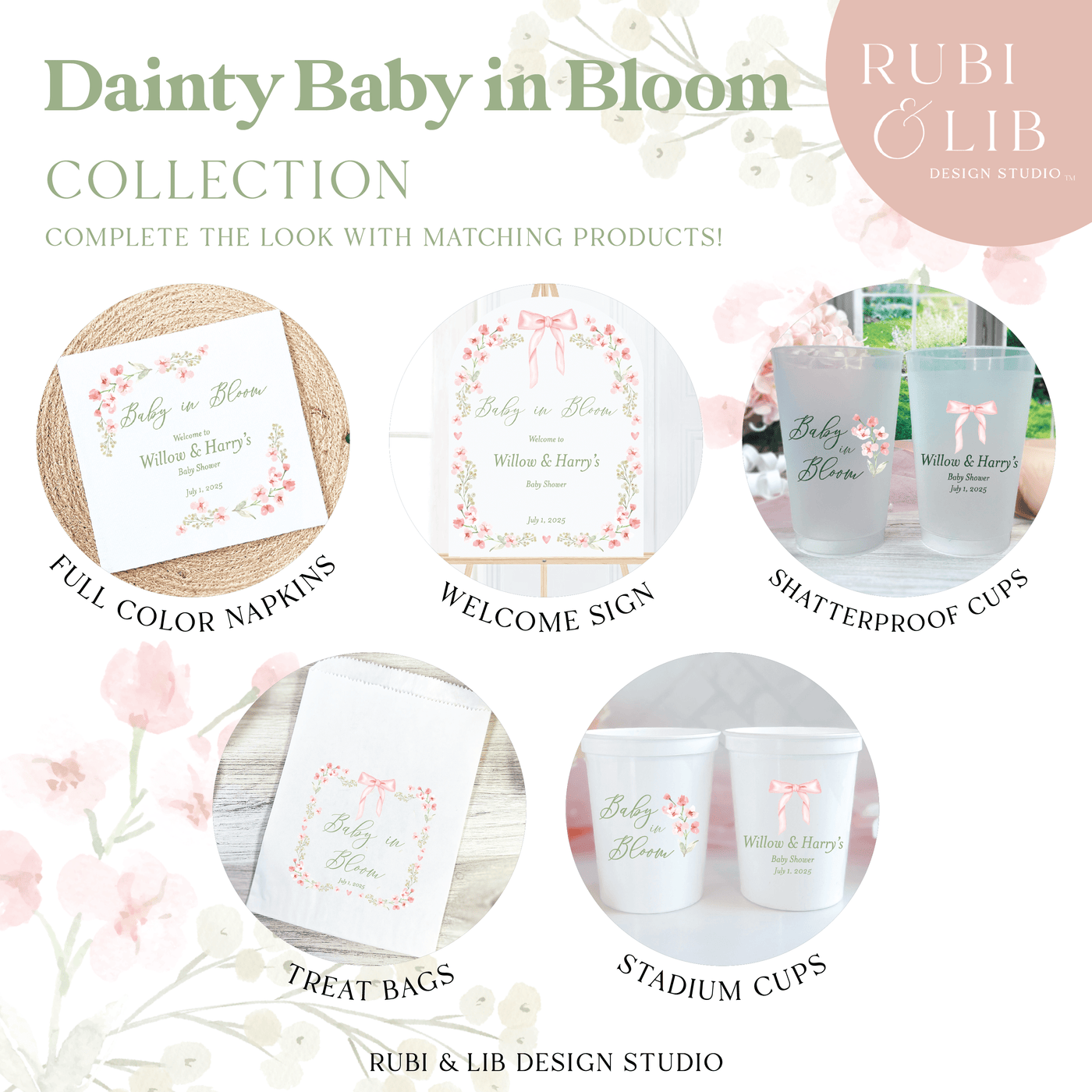 Baby In Bloom Custom Baby Shower Favor Treat Bags