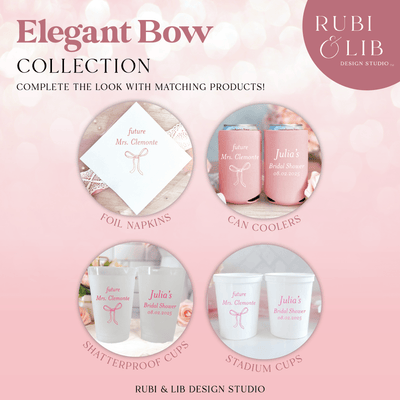 Elegant Bow Personalized Bridal Shower Can Coolers