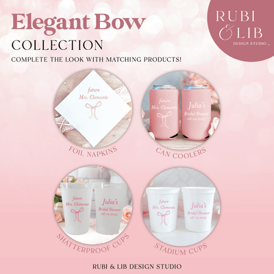 Elegant Bow Bridal Shower Frosted Plastic Cups