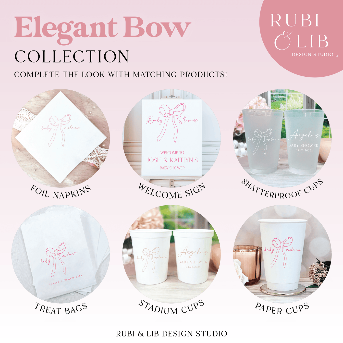 Elegant Bow Baby Shower Favor Treat Bags