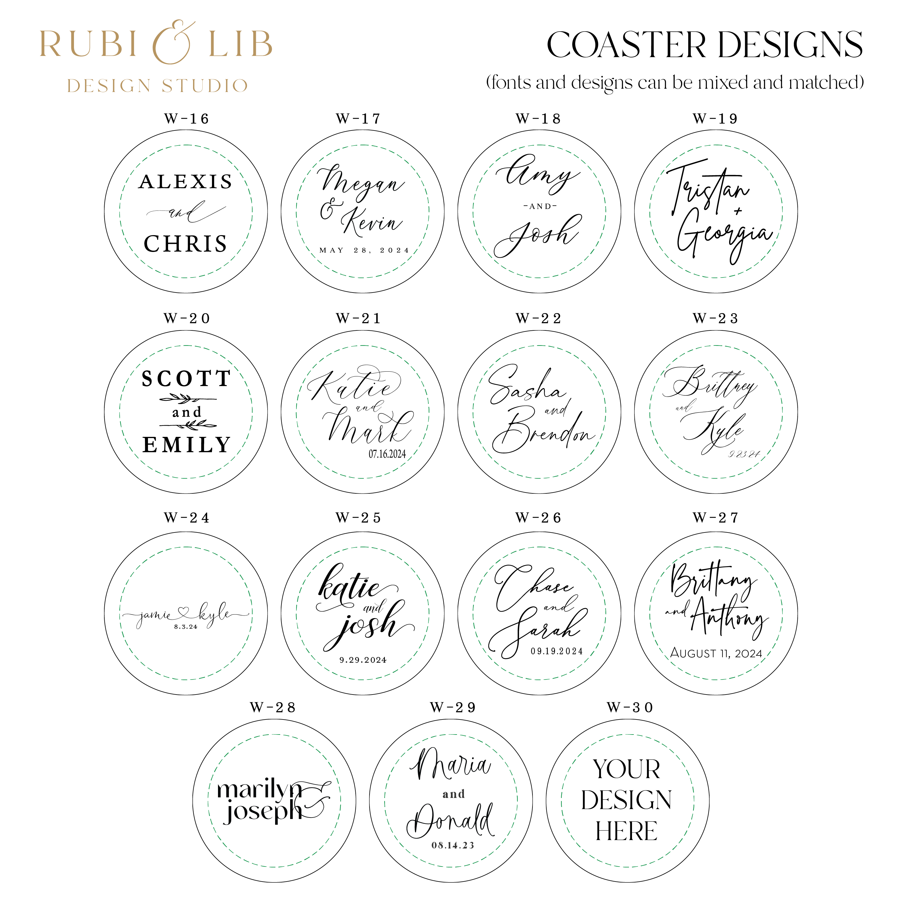 First Names Personalized Wedding Coasters - Coasters