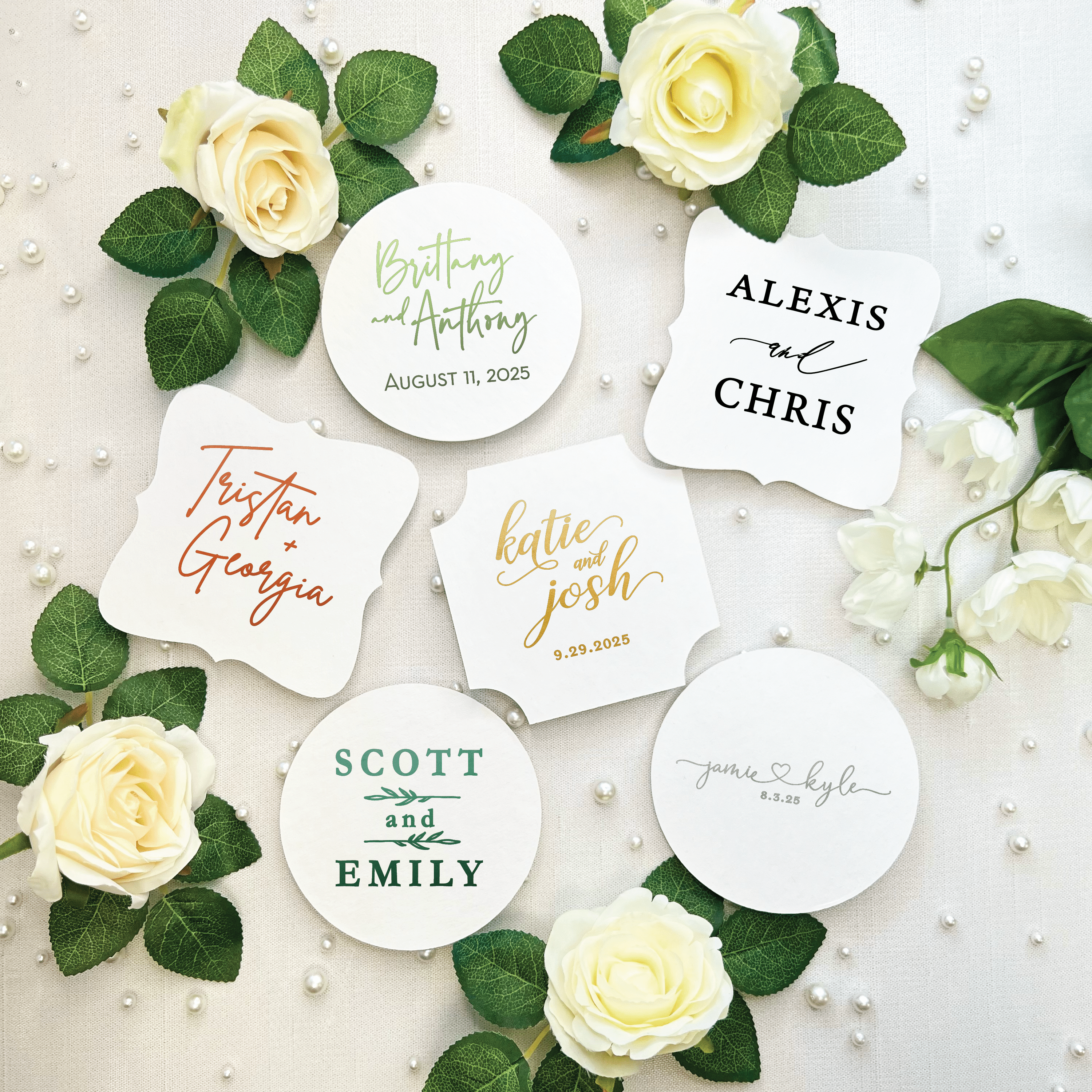 First Names Personalized Wedding Coasters - Coasters