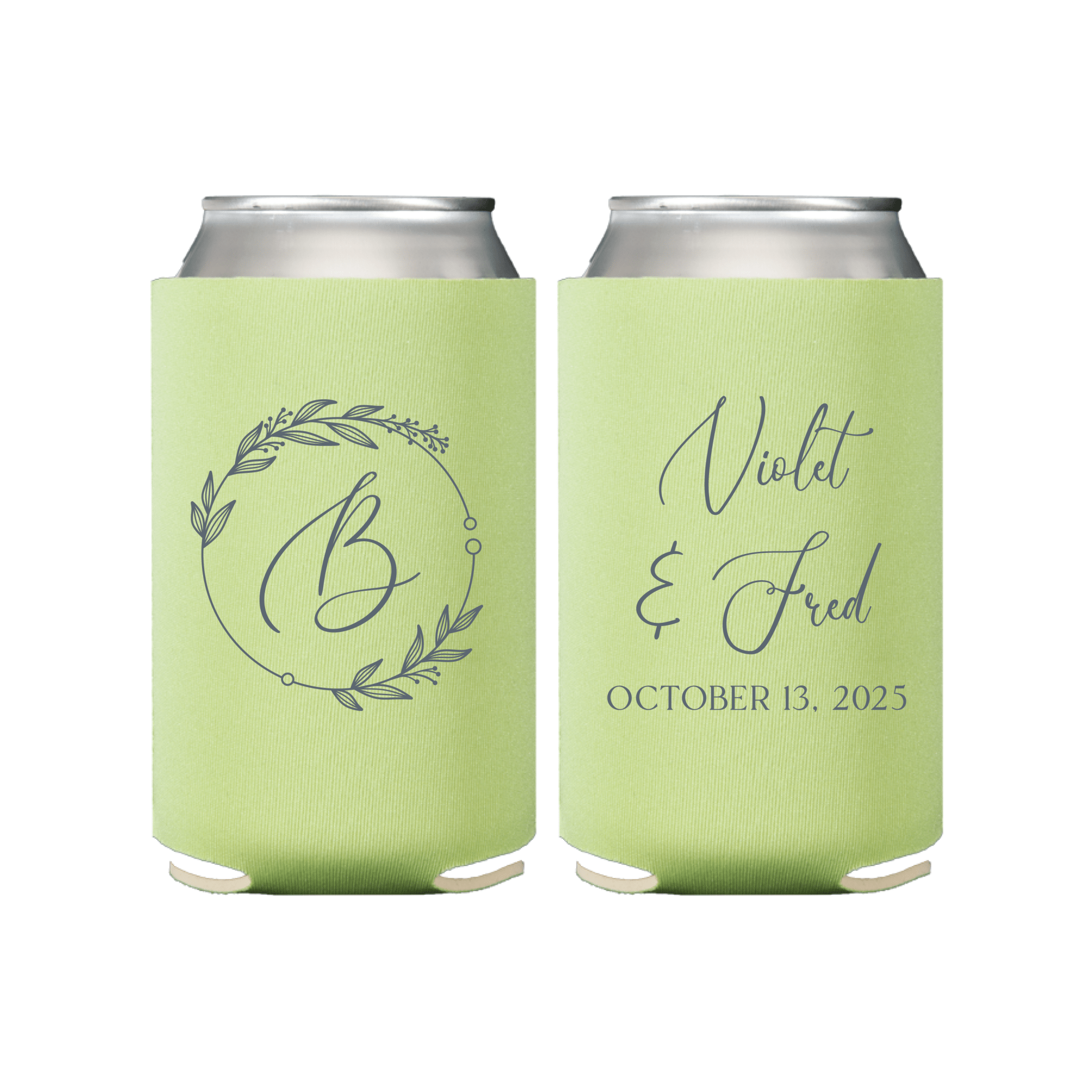 Floral Monogram Wedding Can Cooler for Reception - Can Cooler