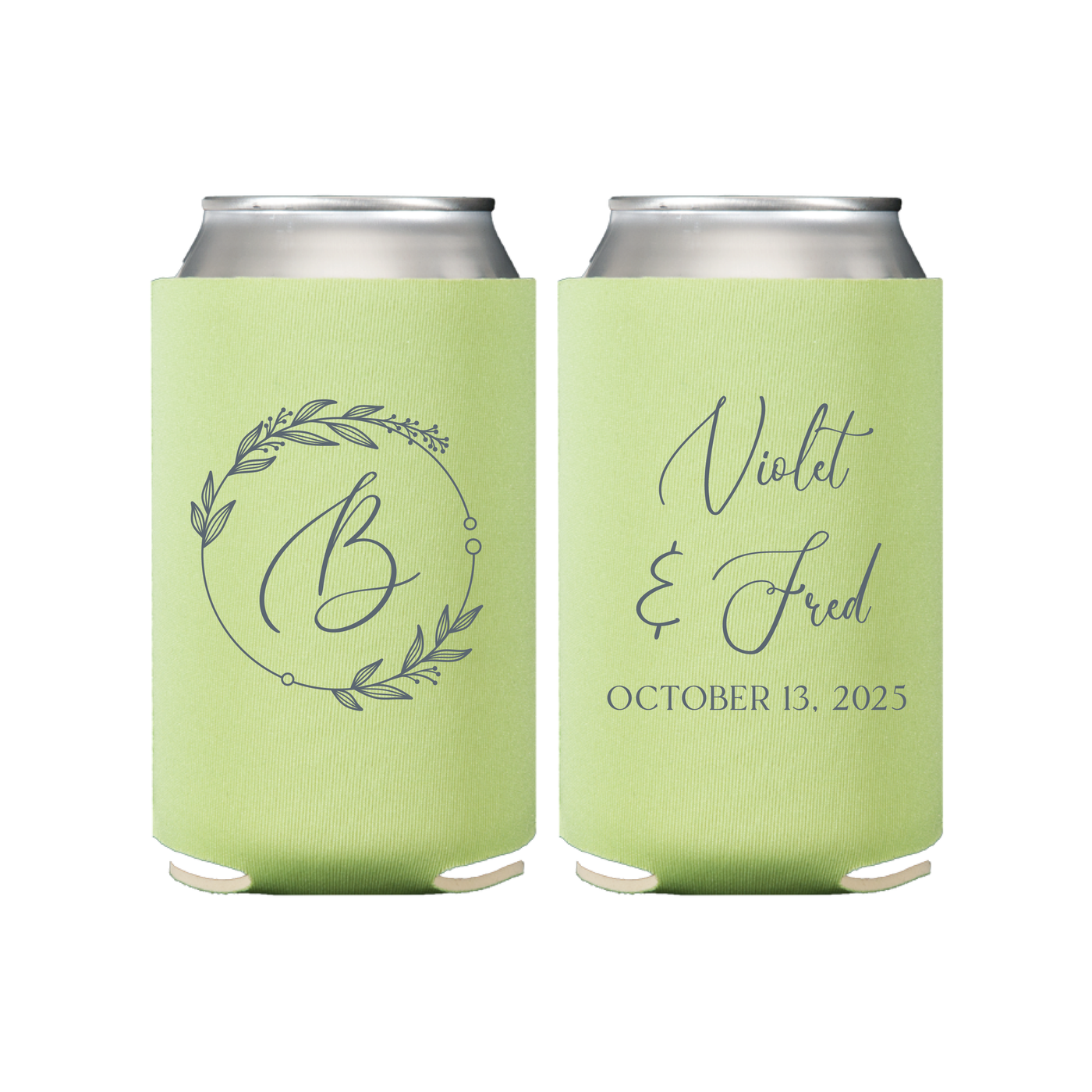 Floral Monogram Wedding Can Cooler for Reception