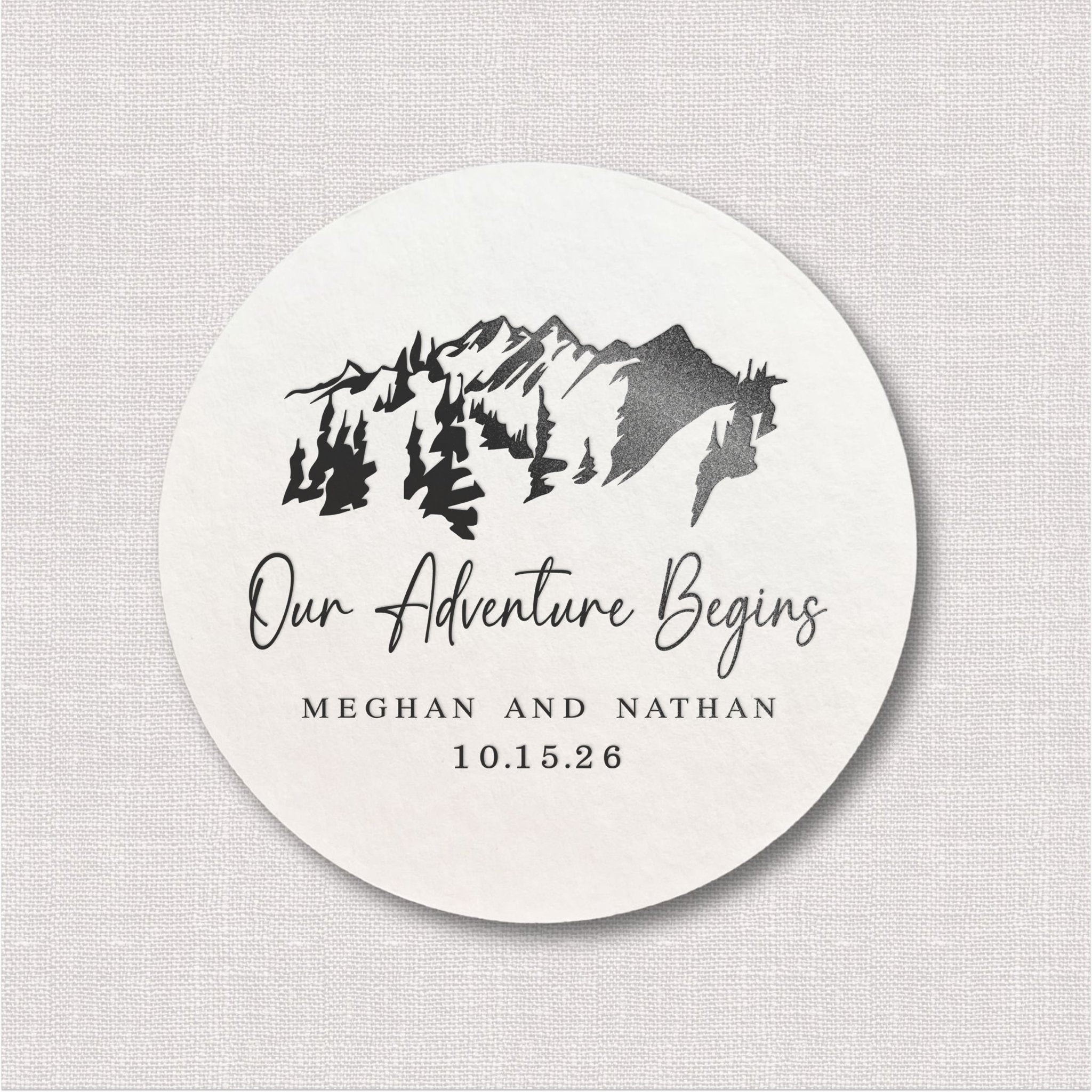 Our Adventure Begins Wedding Coasters