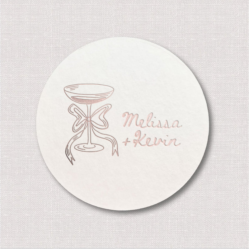 Champagne Doodle Personalized Wedding Coasters