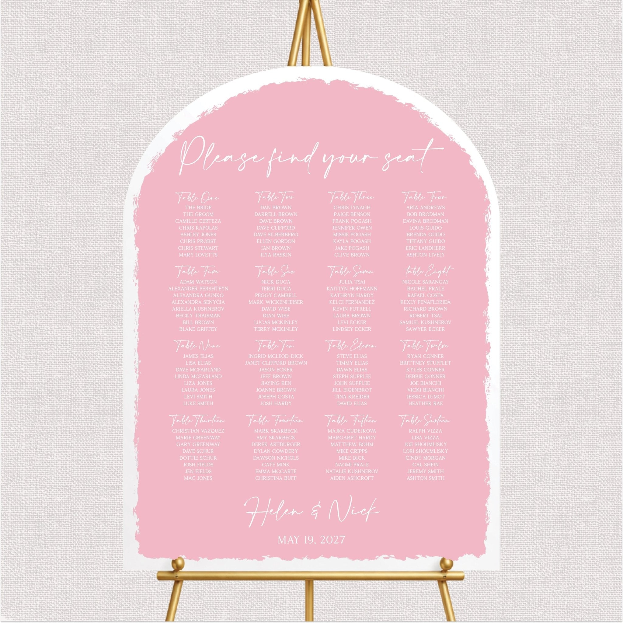 Colored Back Wedding Seating Chart Sign