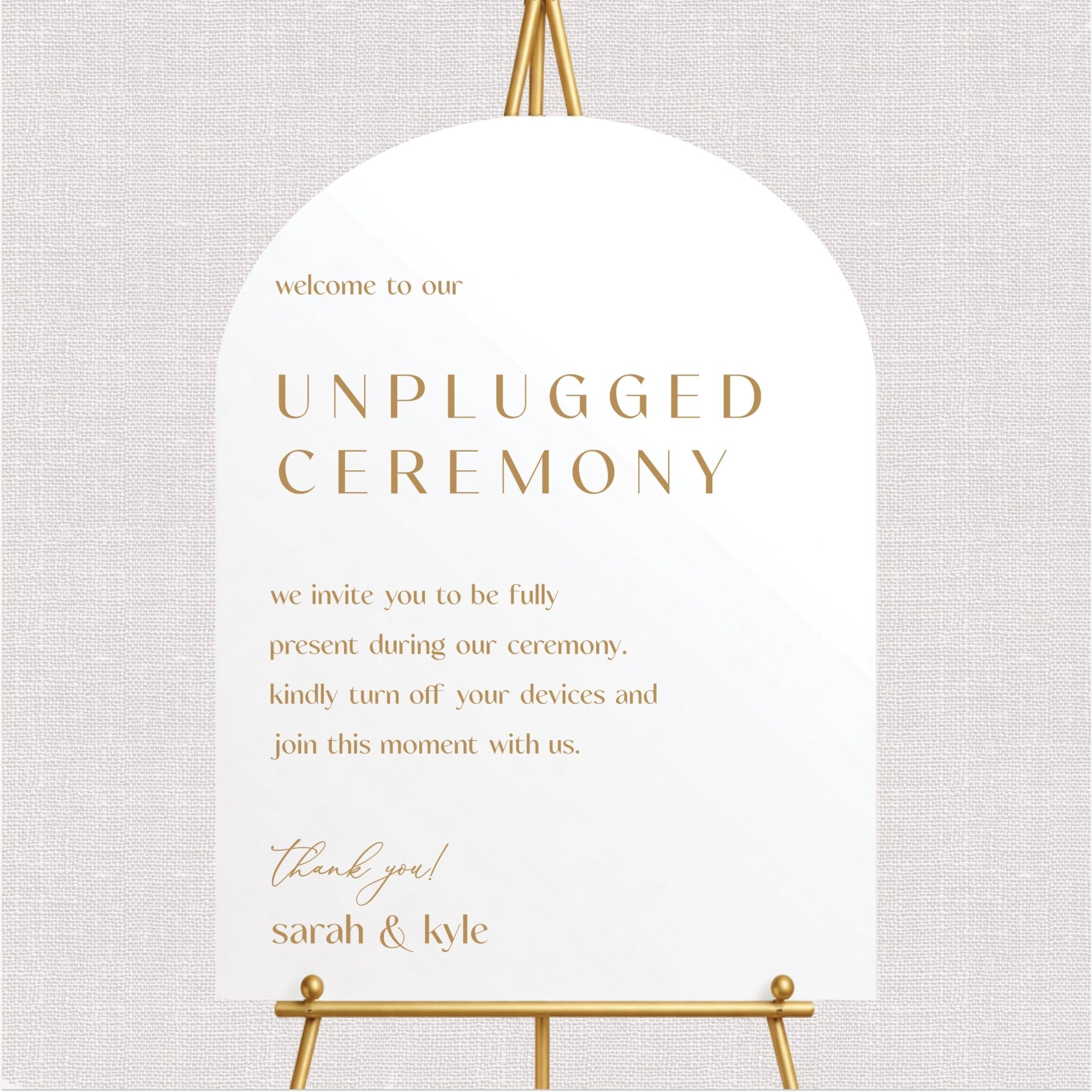 Minimalist Unplugged Wedding Ceremony Sign
