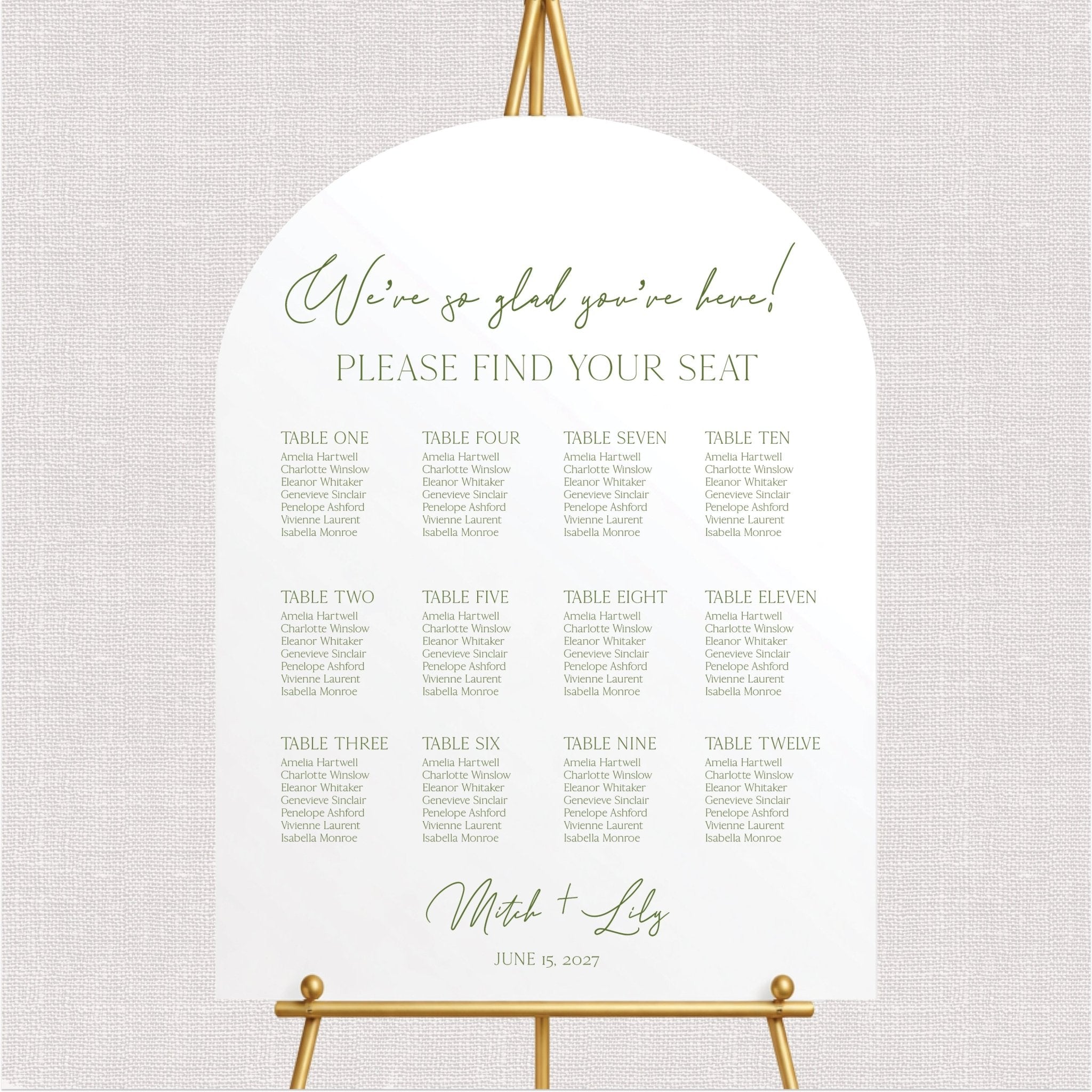 We're So Glad You're Here! Wedding Seating Chart Sign