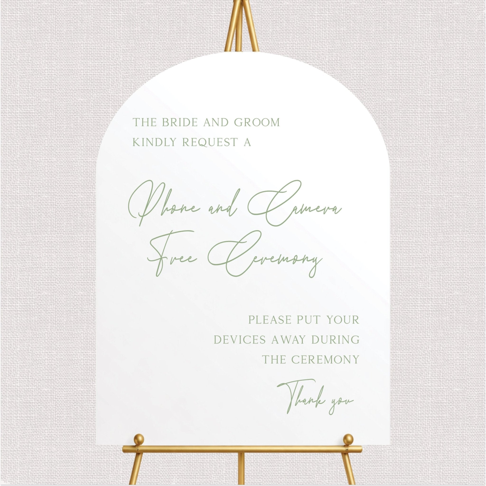 Phone and Camera Free Ceremony Sign