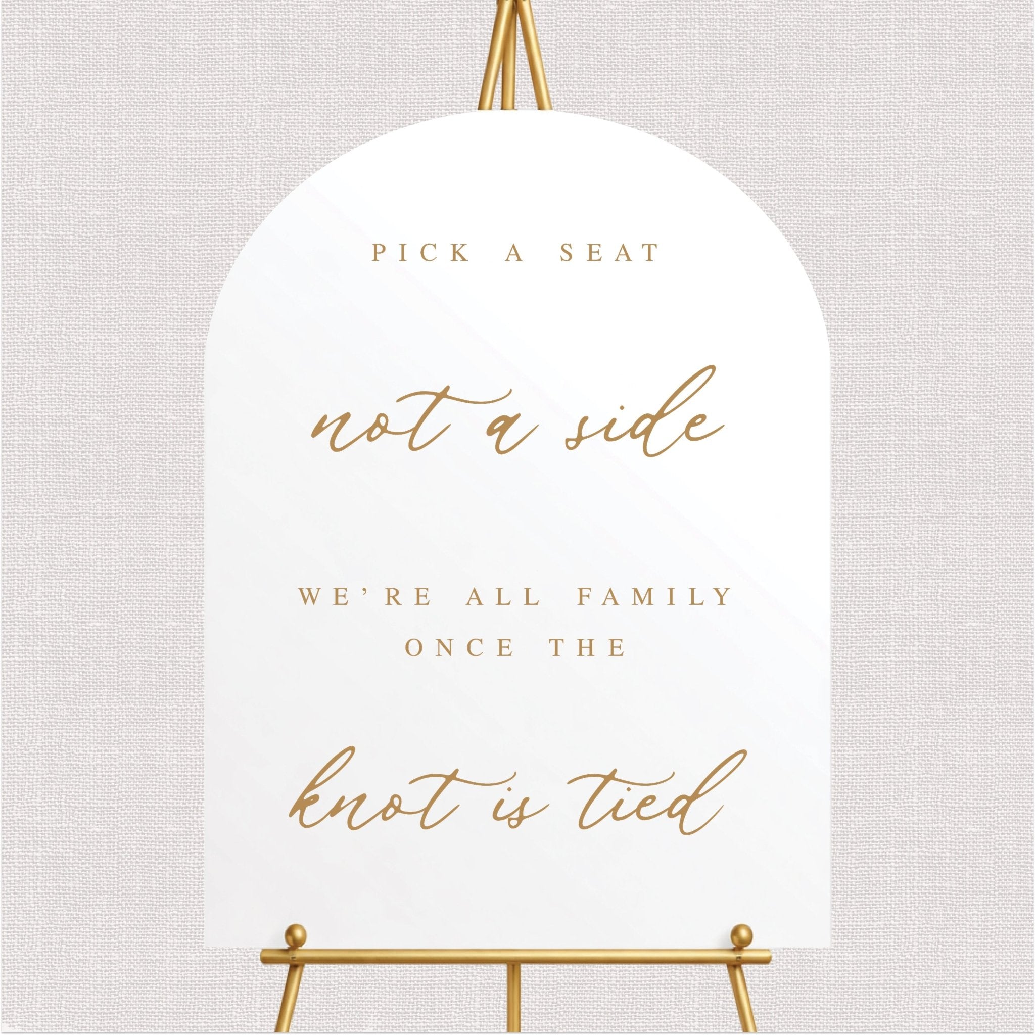 Pick a Seat Not A Side Wedding Ceremony Sign