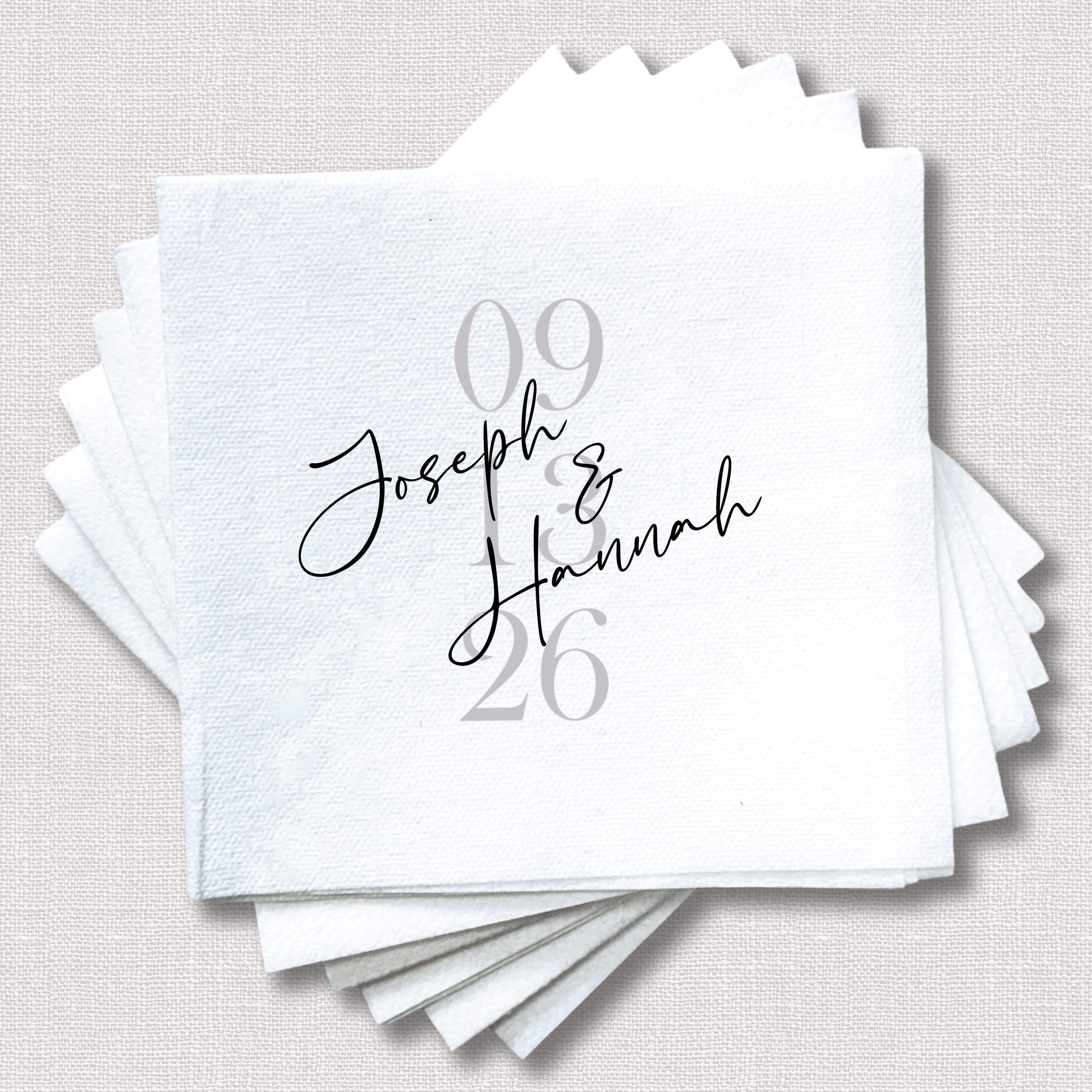 Personalized Script Wedding Napkins | Full Color Premium Uncoined Napkins