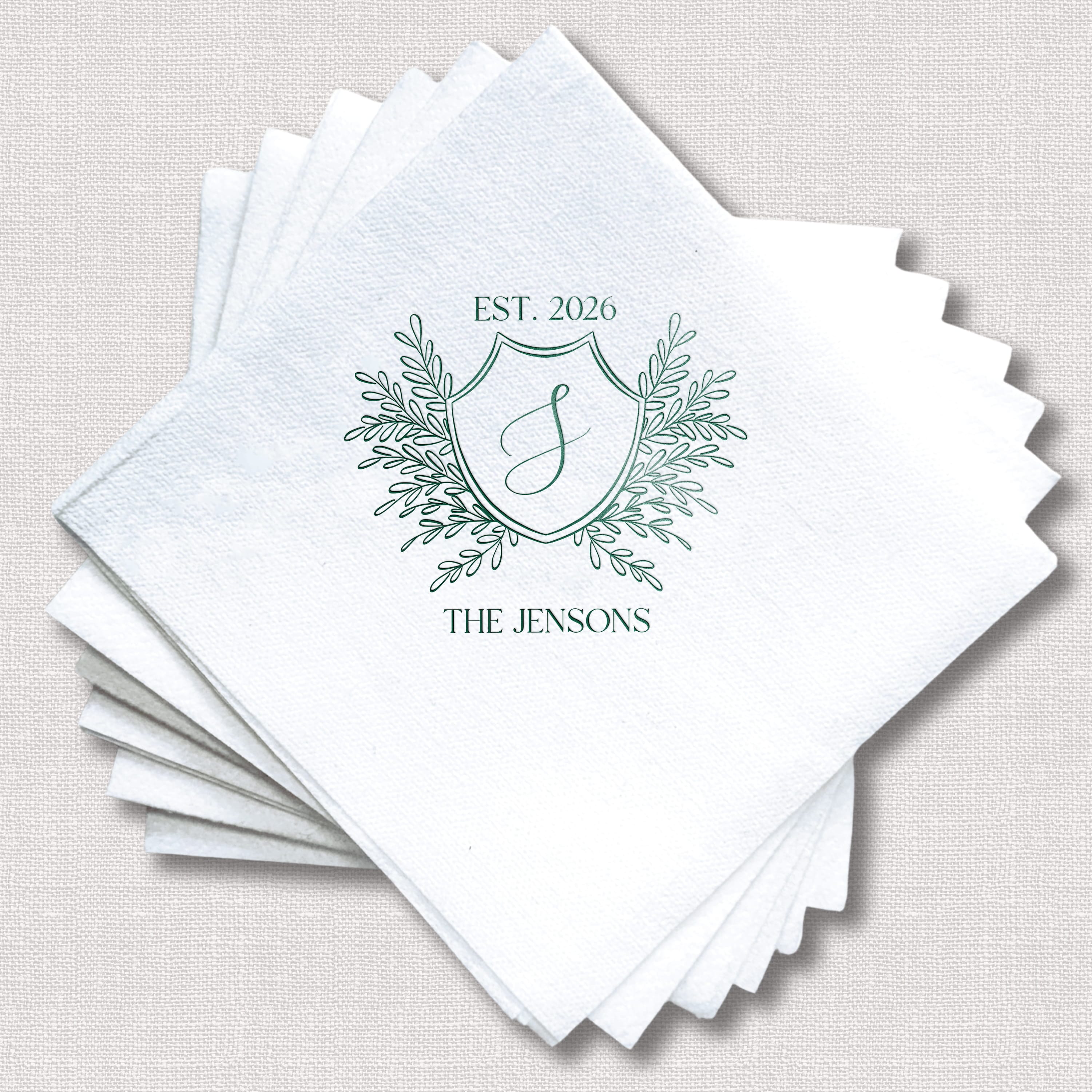 Custom Crest Wedding Premium Linun Uncoined Napkins