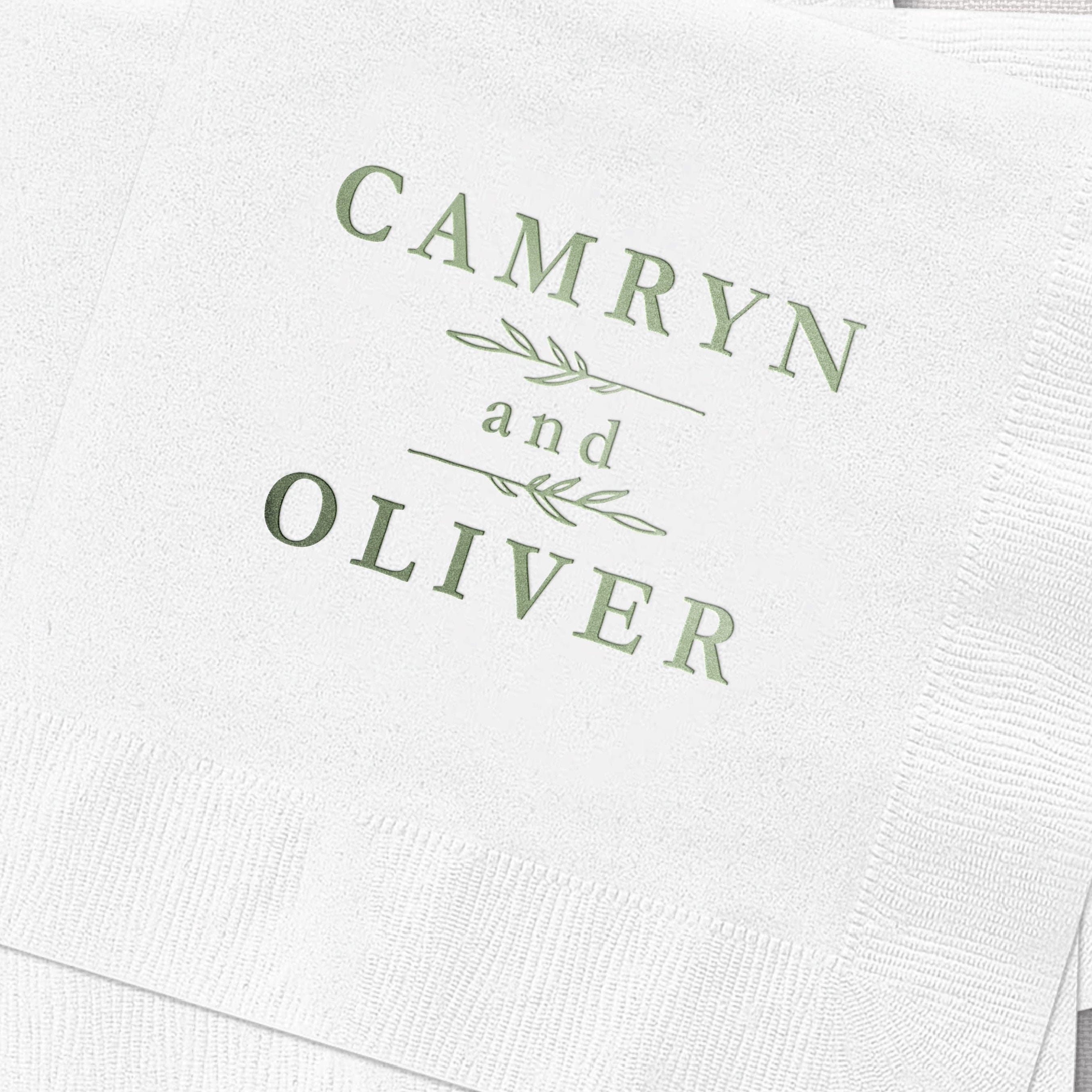 First Names with Botanical Accent Wedding Napkins