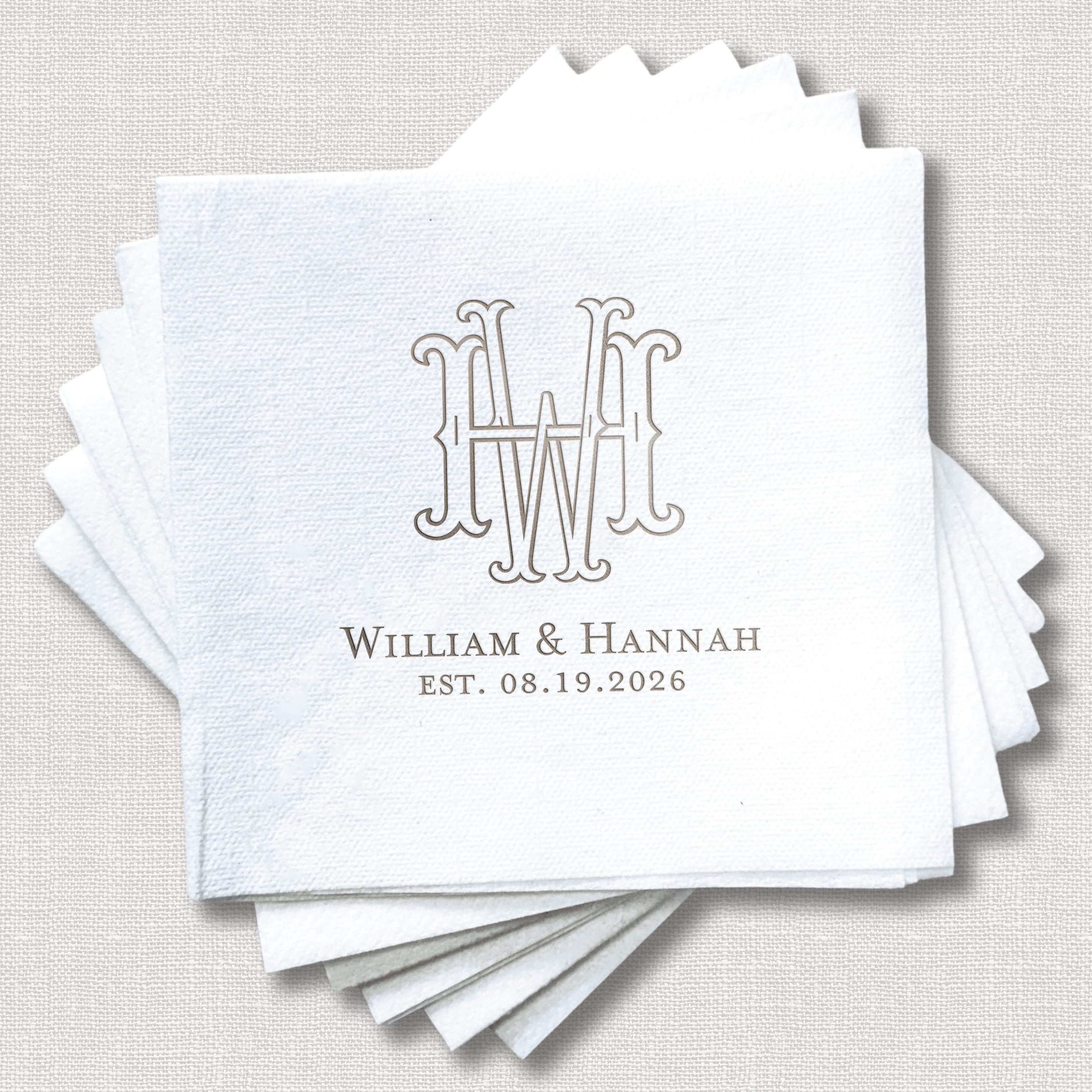Interlocking Monogram Wedding Premium Linun Uncoined Napkins