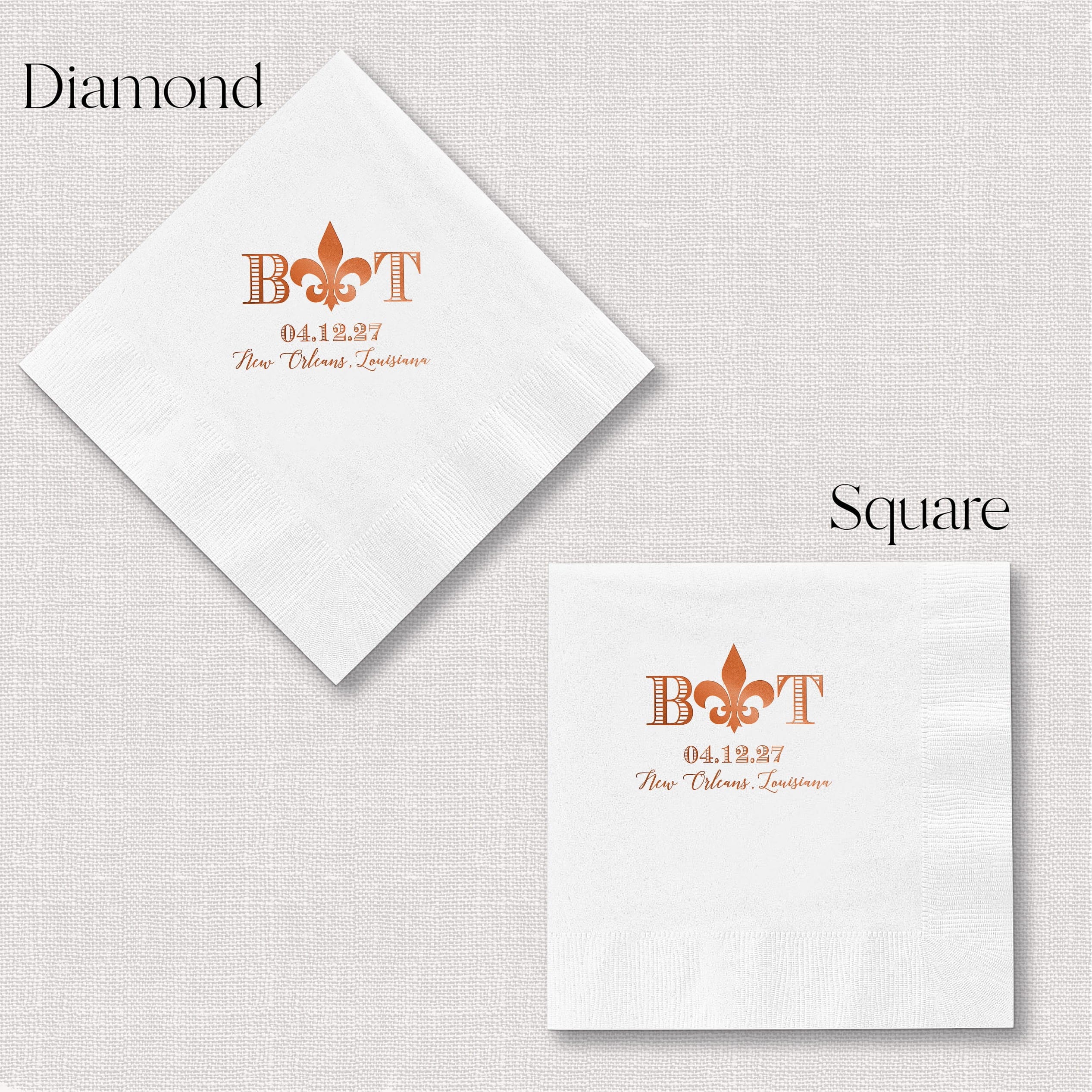 Fleur De Lis Personalized Wedding Napkins