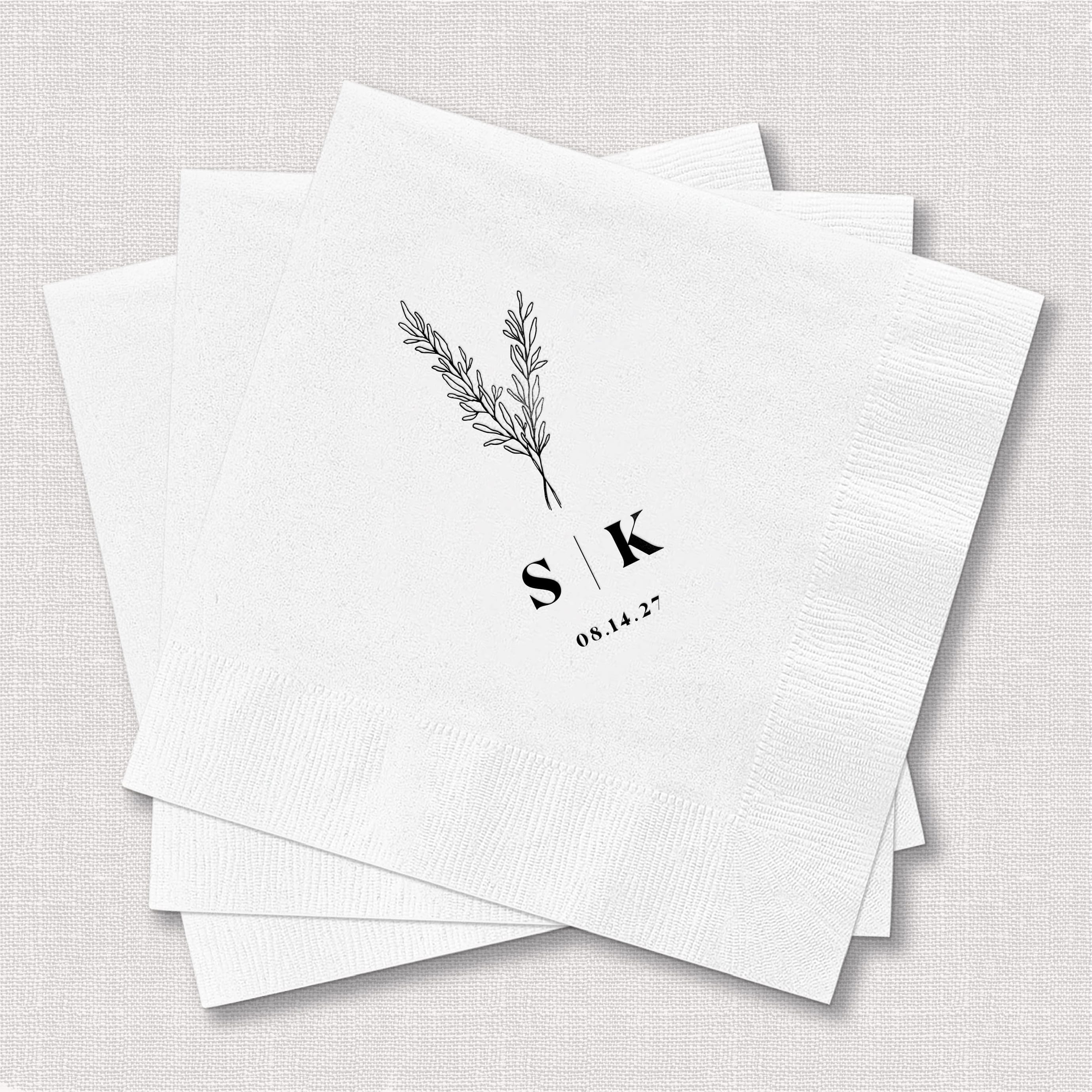 Monogrammed Wedding Napkins with Your Initials