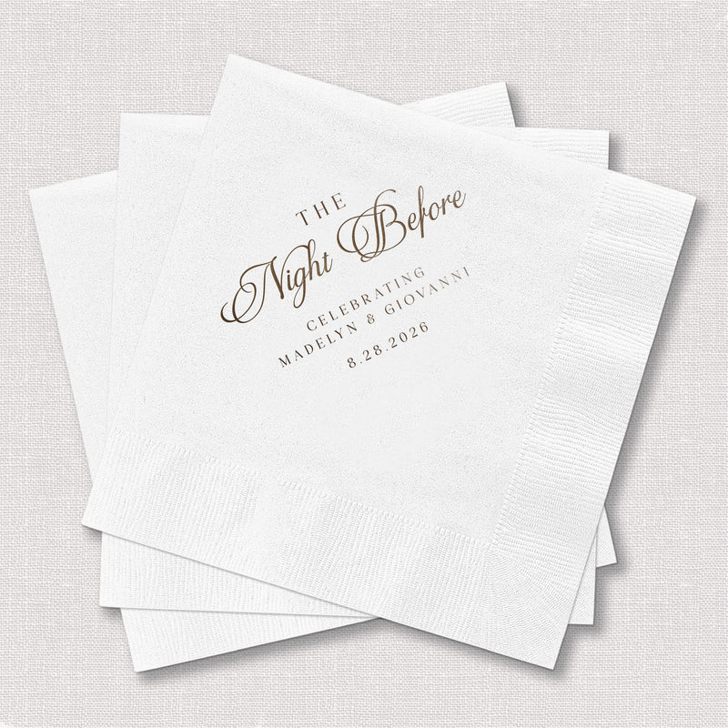 Elegant Night Before Rehearsal Dinner Wedding Napkins