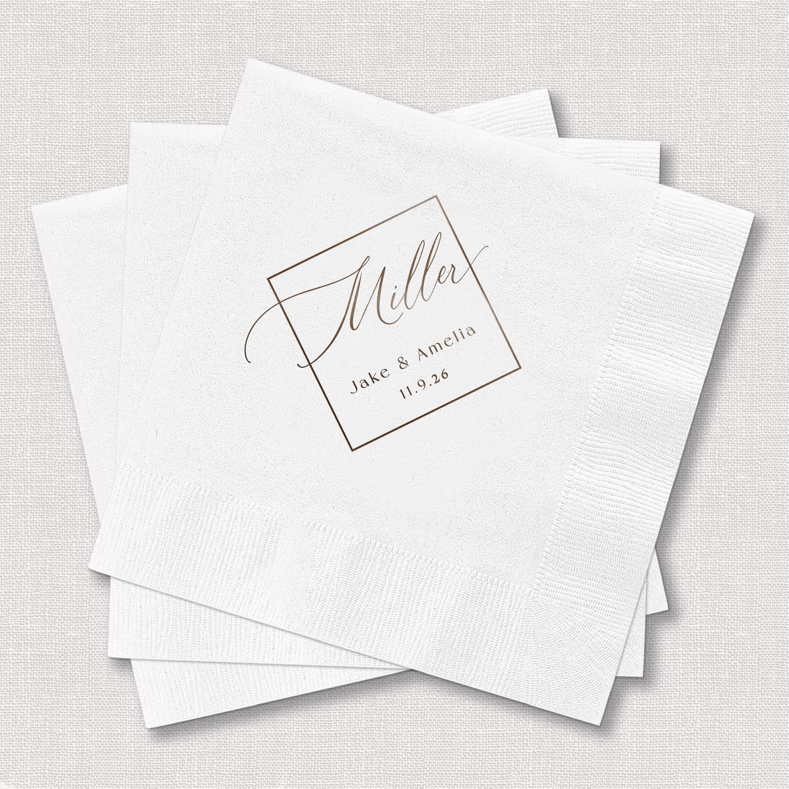 Square Monogram Napkins for Wedding Reception